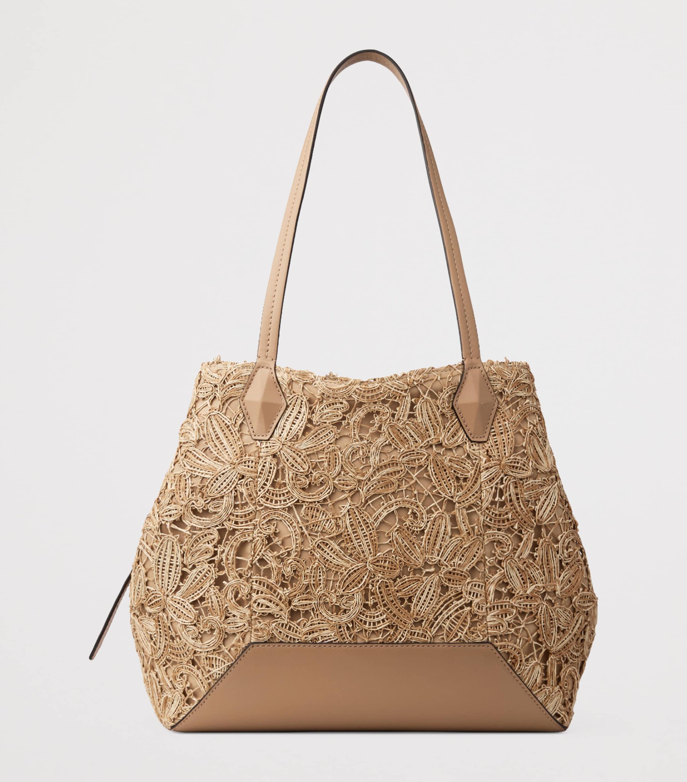 Medium Raffia Diamond Tote Bag NATURAL/GOLD Image 3