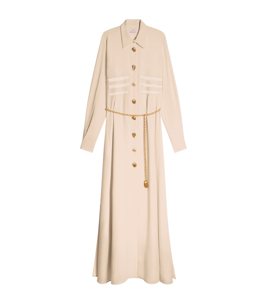 Schiaparelli Womens Silk Trompe-l'Oeil Skeleton Shirt Dress Ecru Image 1