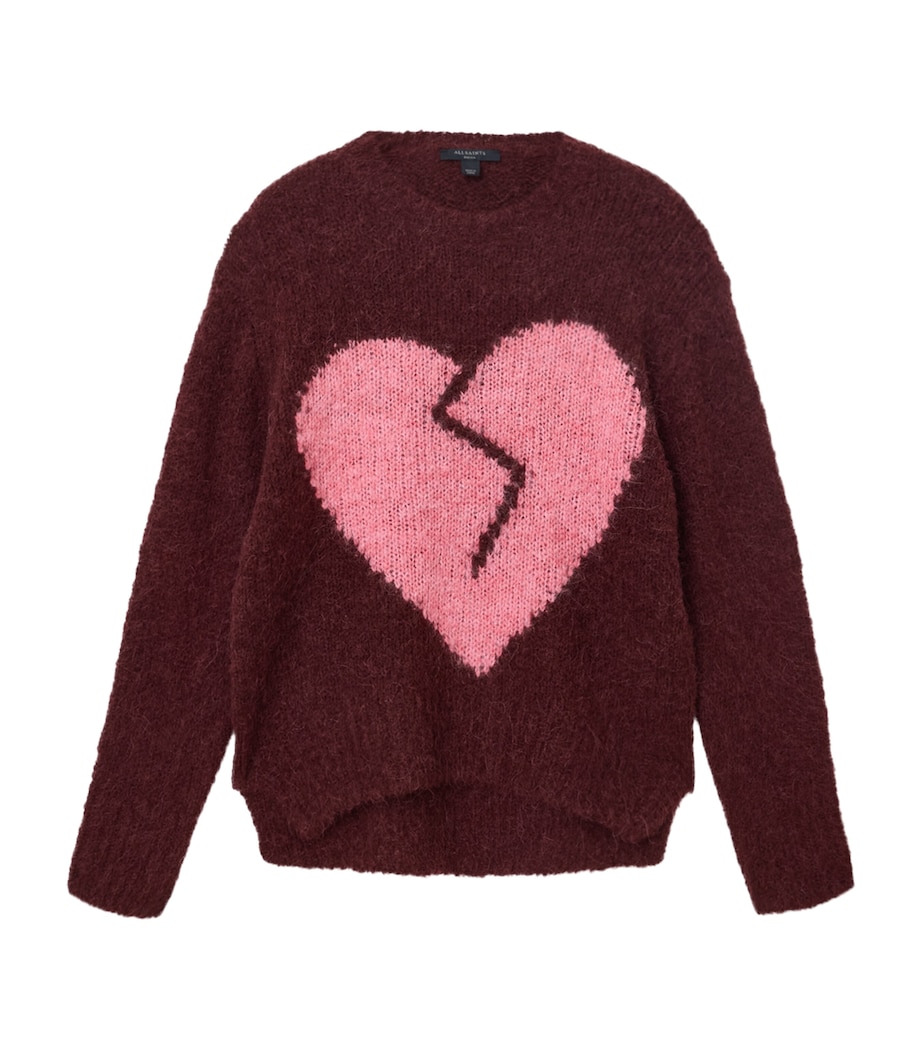Wool-Blend Luv Heart Crewneck Sweater OXBLOOD RED/PINK Image 1