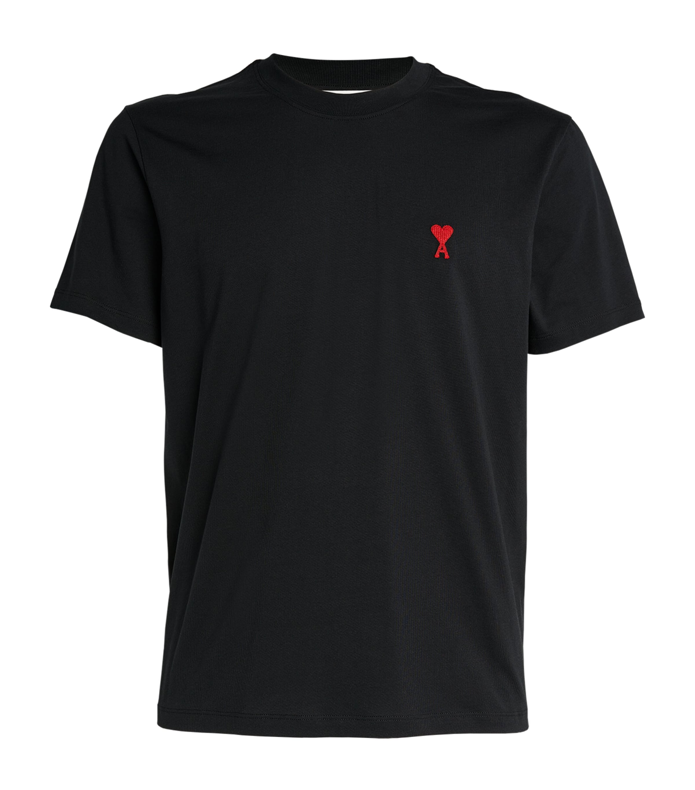 Ami Alexandre Mattiussi Logo-embroidered Organic Cotton-jersey T-shirt In Black