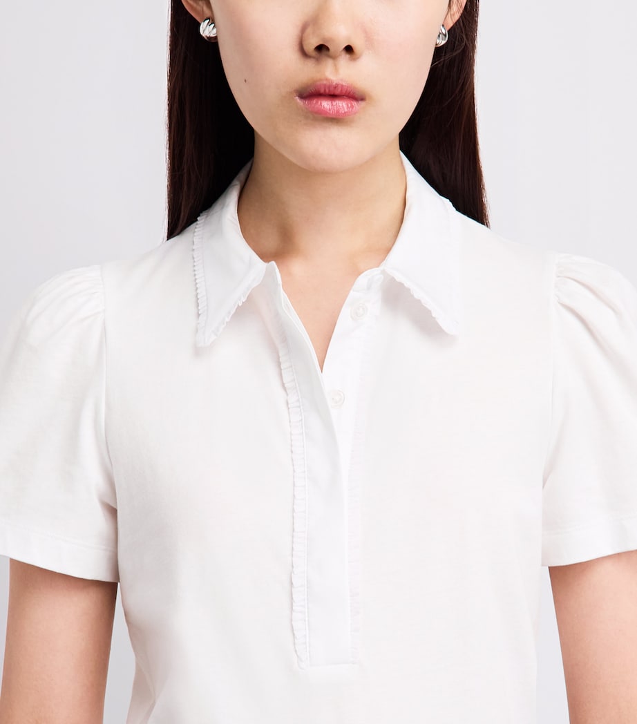 ME+EM Womens Frill-Trim Layering Shirt Fresh White Image 3