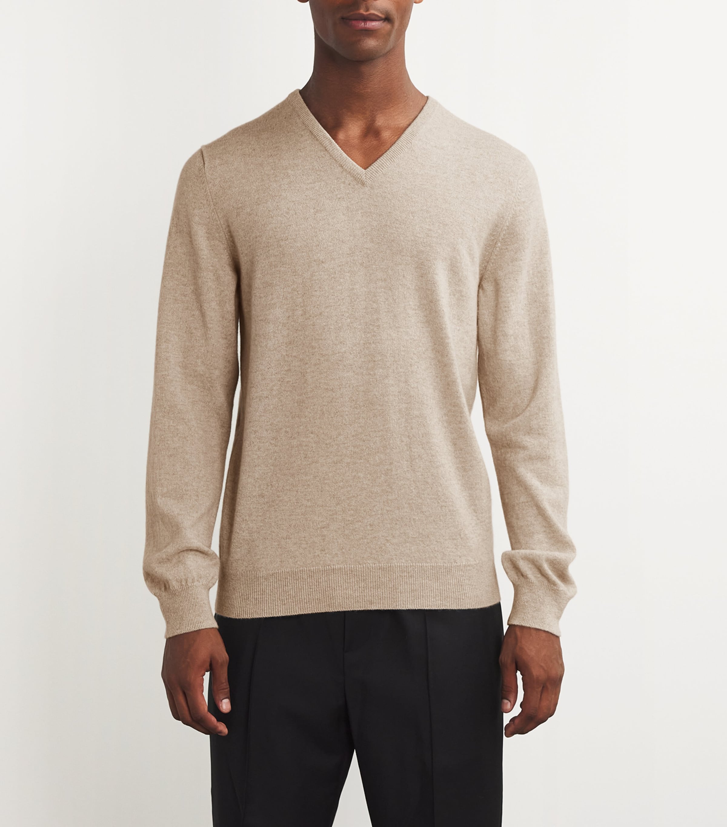 Cashmere V-Neck Sweater DARK MEDIUM DYED Image 3