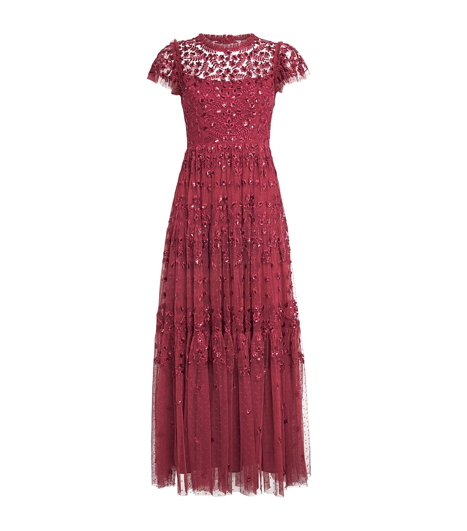 Needle & Thread Womens Clover Midi Dress Garnet Image 1