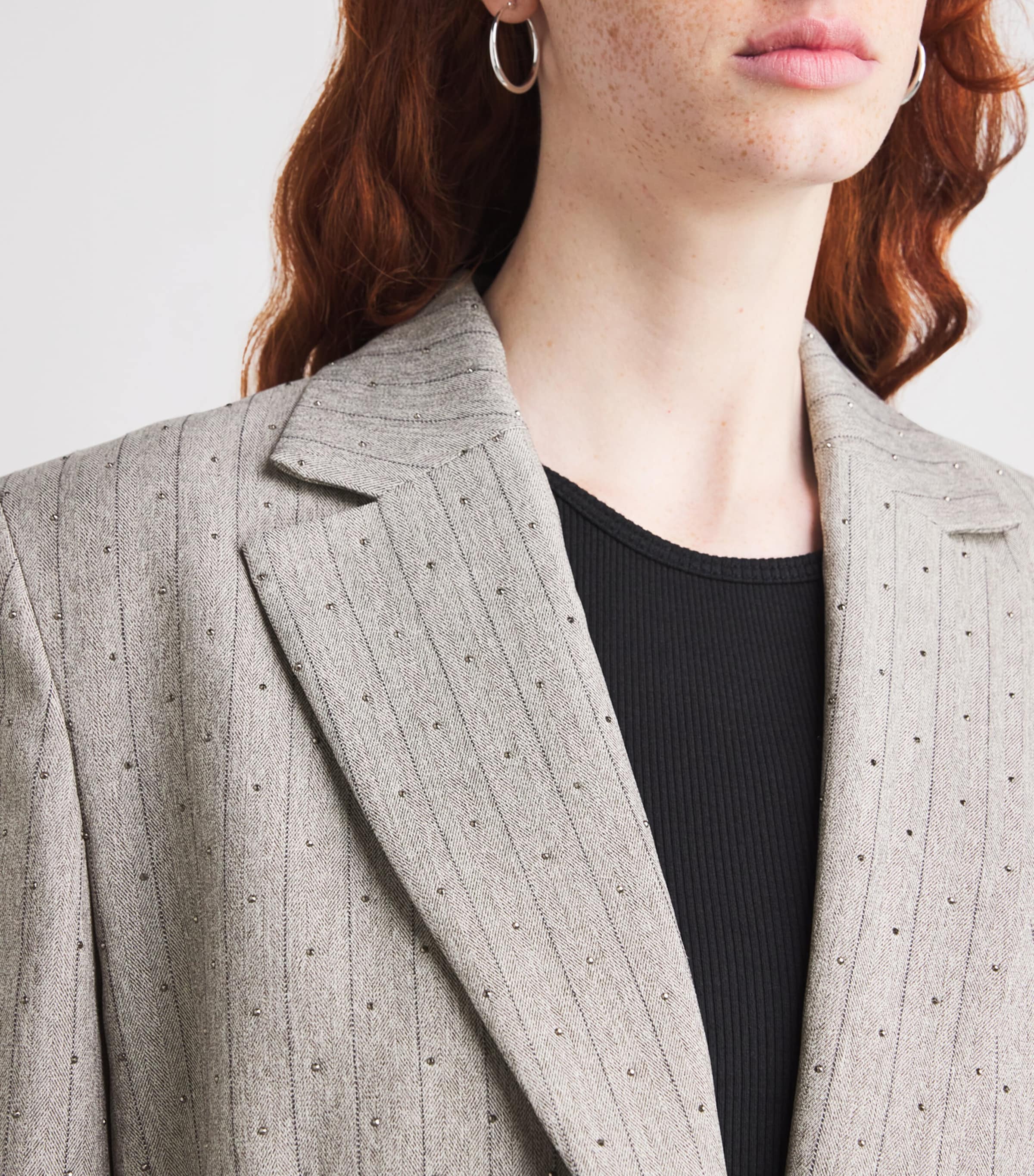 Embellished Stripe Blazer LIGHT GREY Image 6
