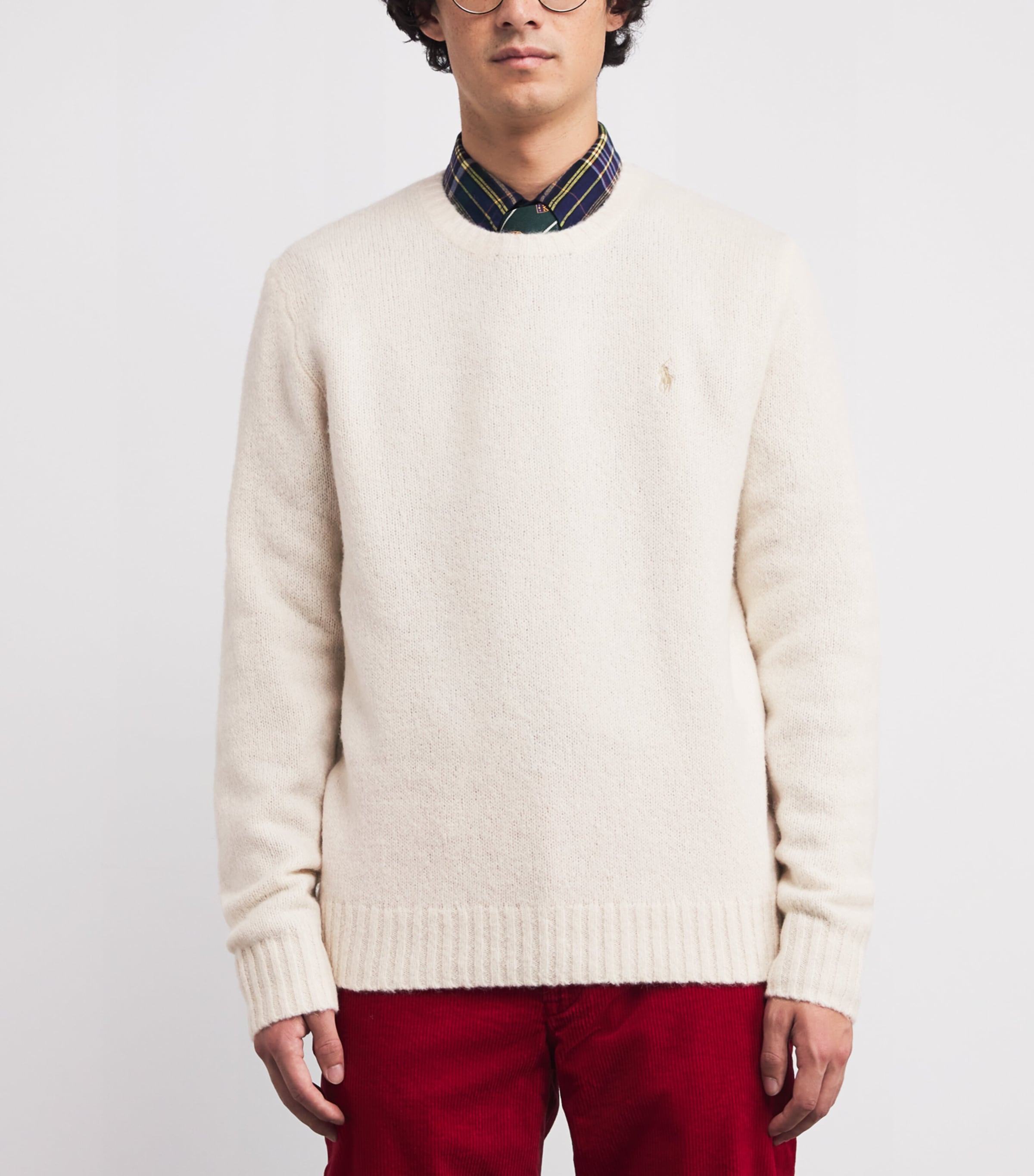 Wool-Alpaca-Blend Polo Pony Sweater NATURAL Image 3