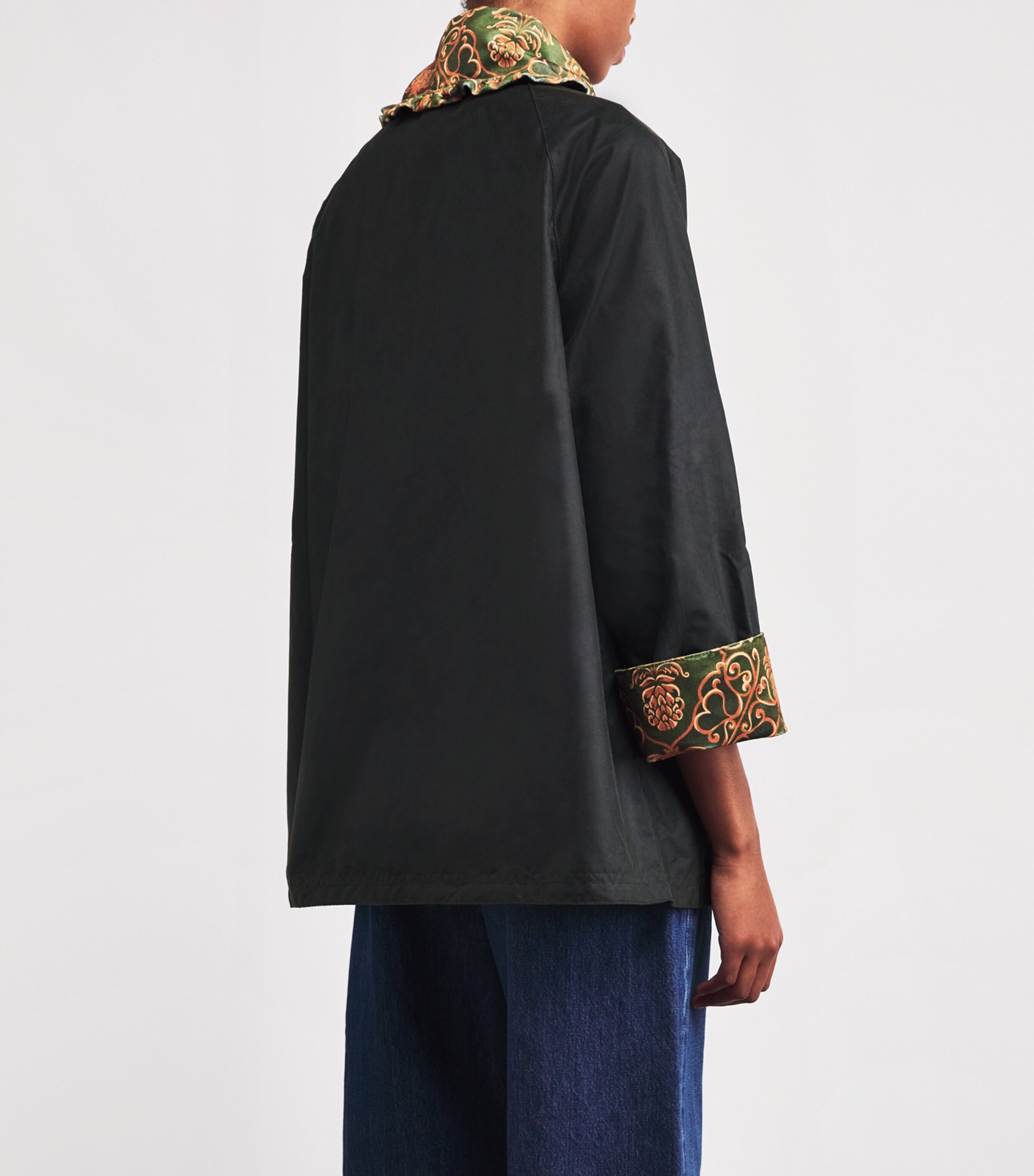 Barbour Womens x FARM Rio Waxed Cotton Maria-Clara Jacket Frn/green Heart Prnt Image 4