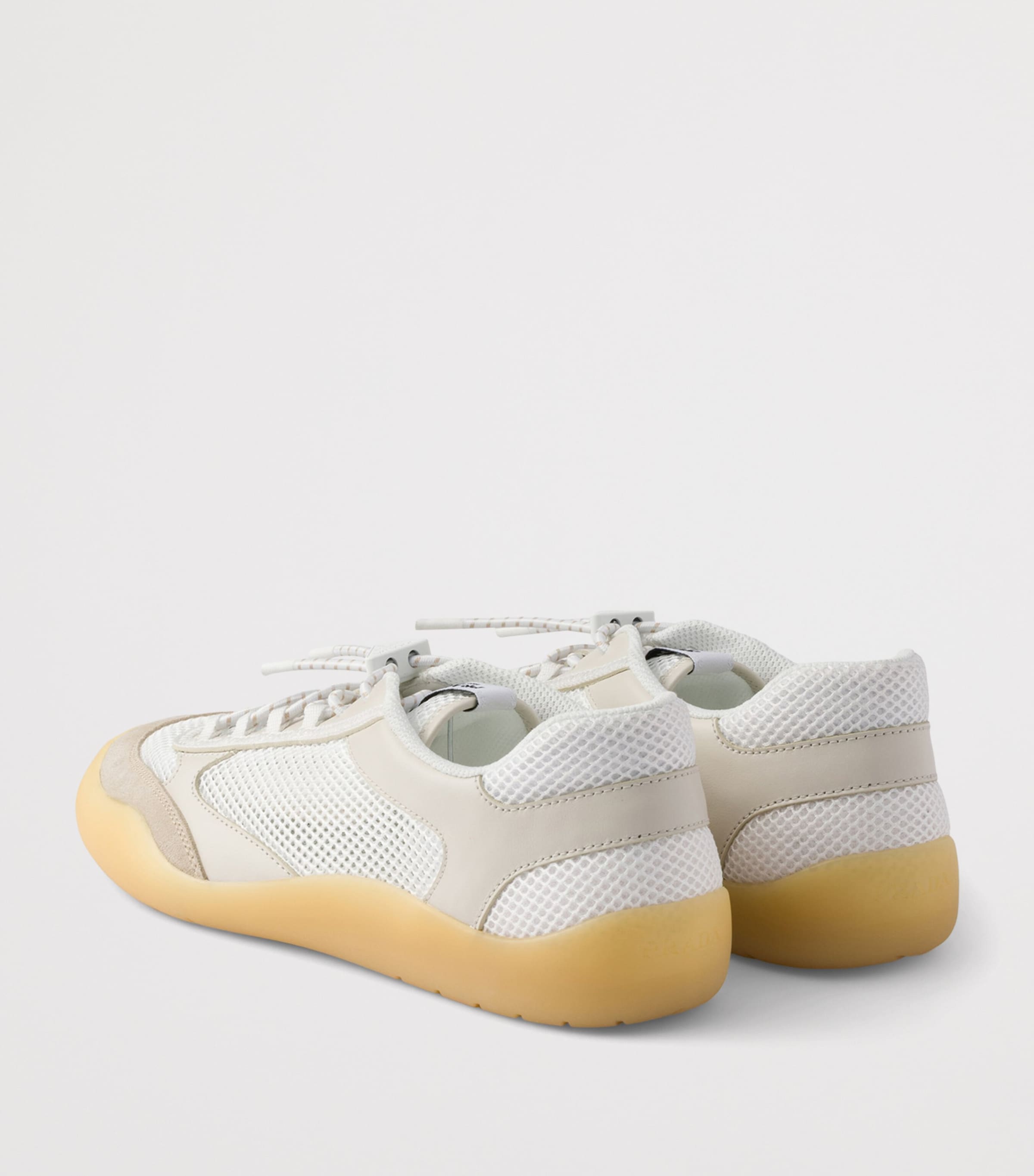Prada Leather-Mesh Speedrock Sneakers Neutral Image 6
