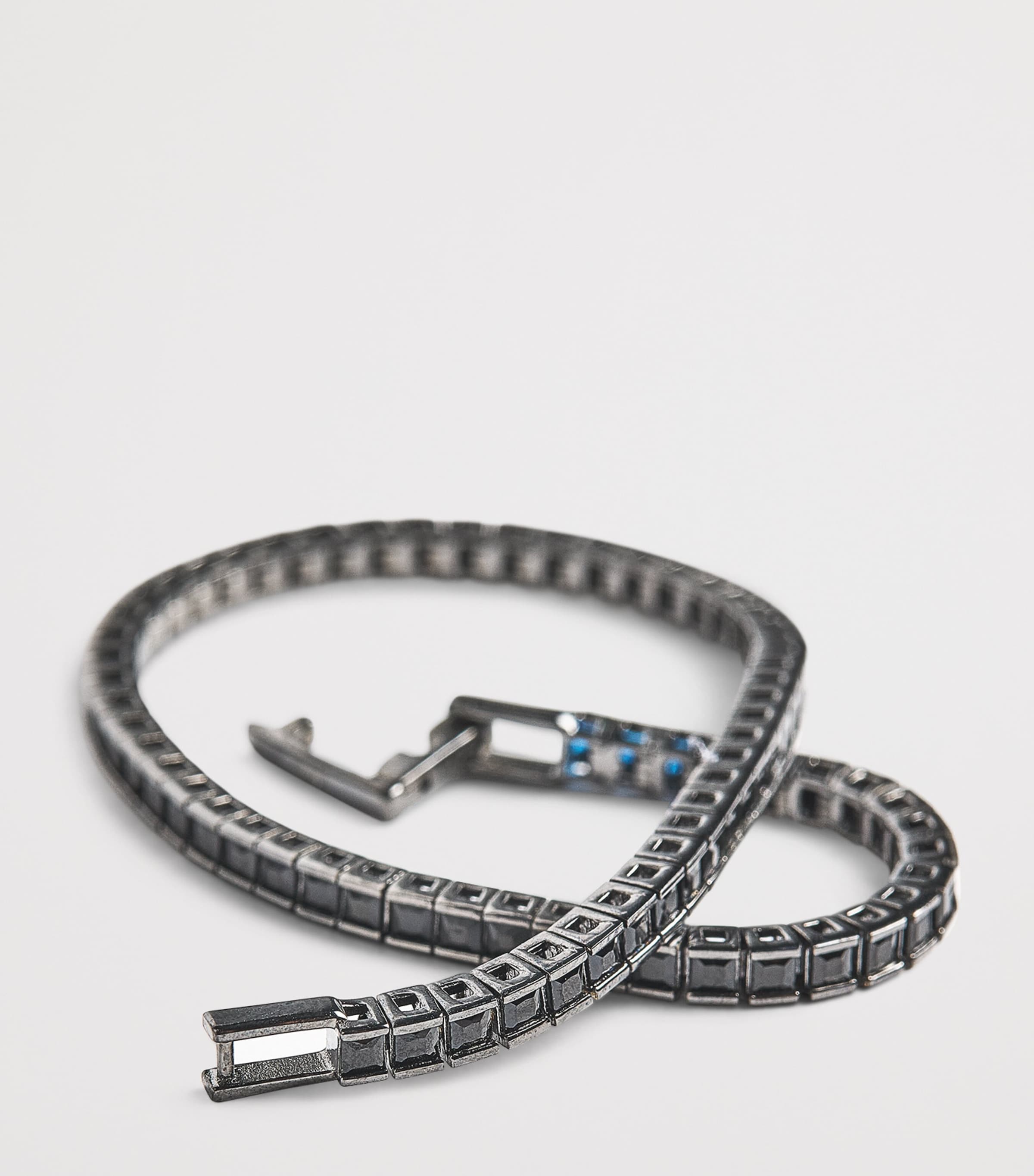 Sterling Silver and Nano Stones Quadro Tennis Bracelet BLACK Image 6