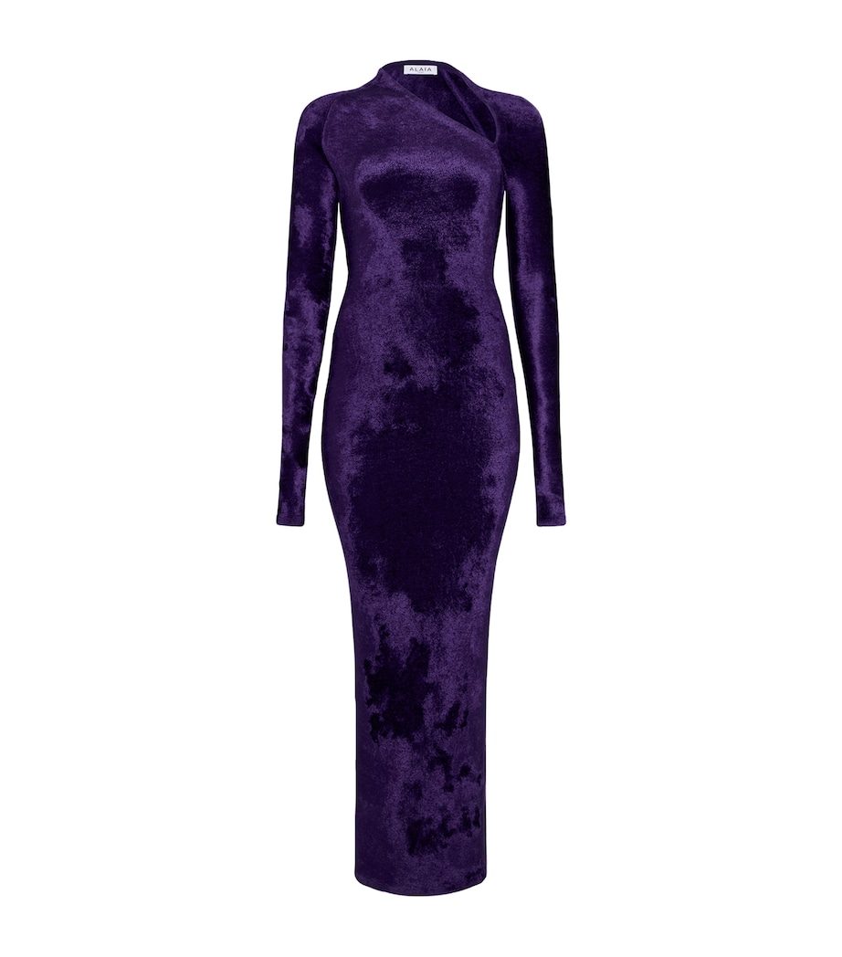 Alaïa Purple Velvet Maxi Dress Harrods UK
