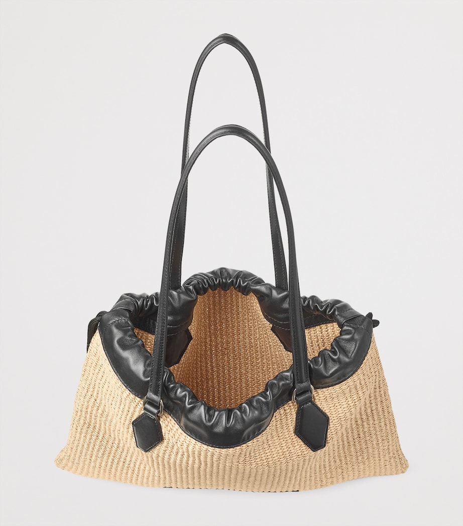 Large Raffia Drawstring Tote Bag NATURAL/BLACK/LIGHT Image 6