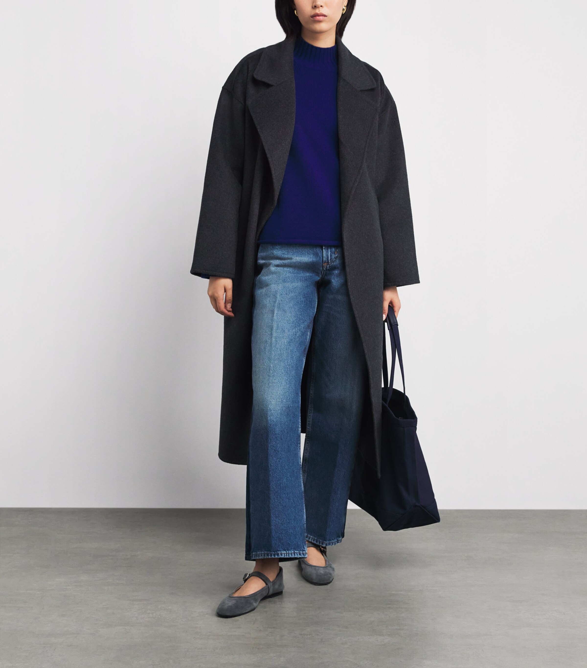ME+EM Blue Merino Wool-Cashmere Raglan Sweater | Harrods UK