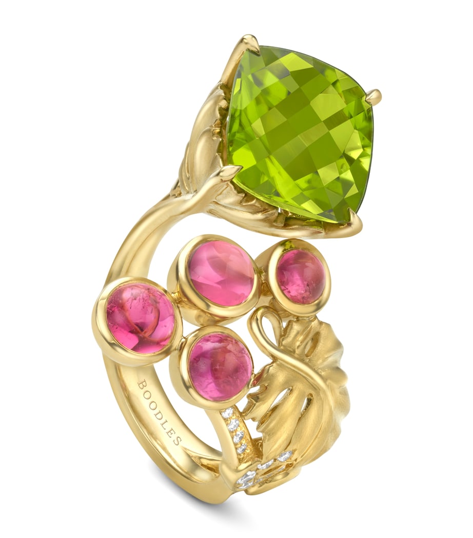 Boodles Yellow Gold, Diamond, Peridot and Garnet The Palace Collection The Great Vine Gemini Ring Green Image 1