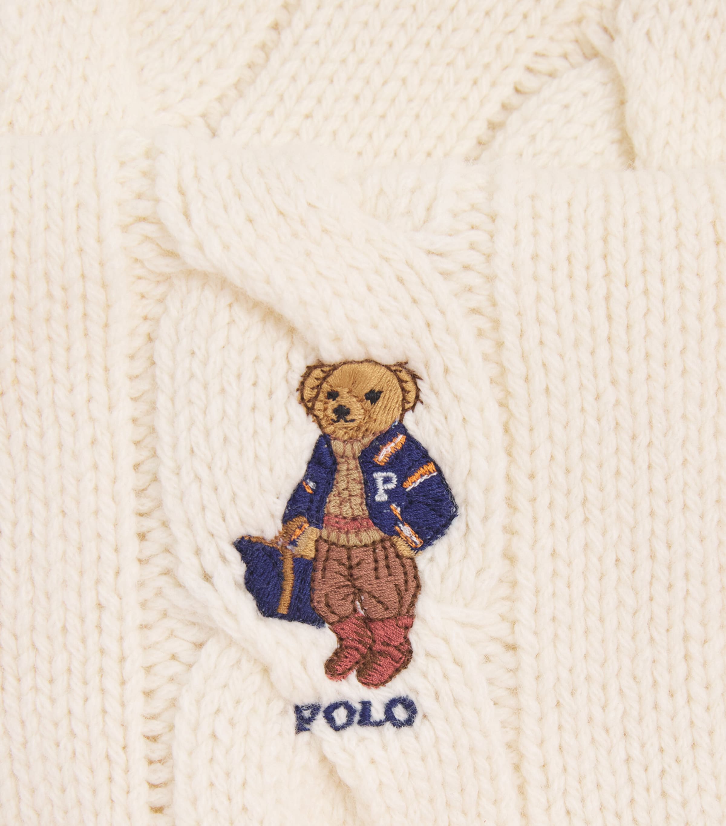 Polo Ralph Lauren Wool-Blend Cable-Knit Bear Scarf Cream Image 4
