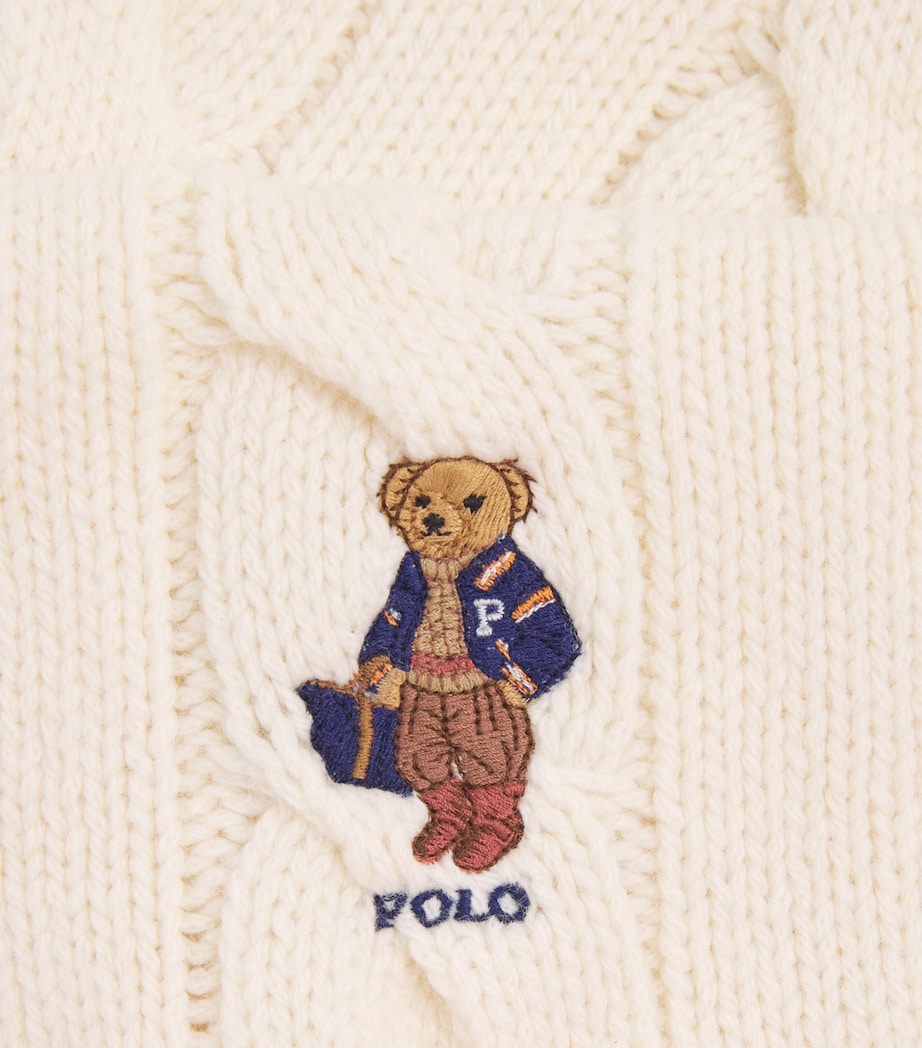 Polo Ralph Lauren Wool-Blend Cable-Knit Bear Scarf Cream Image 4