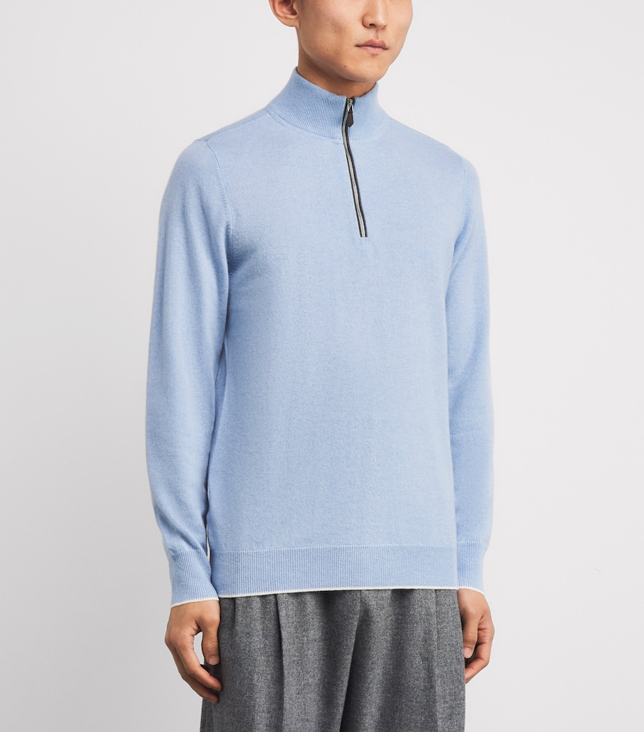 Cashmere Quarter-Zip Carnaby Sweater SEA MIST NEW IVORY Image 3