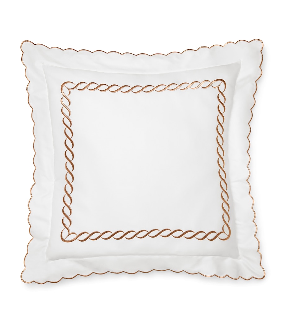 Cotton Treccia Splendore Square Pillowcase (65cm x 65cm) WHITE/ANTIQUE ROSE Image 1