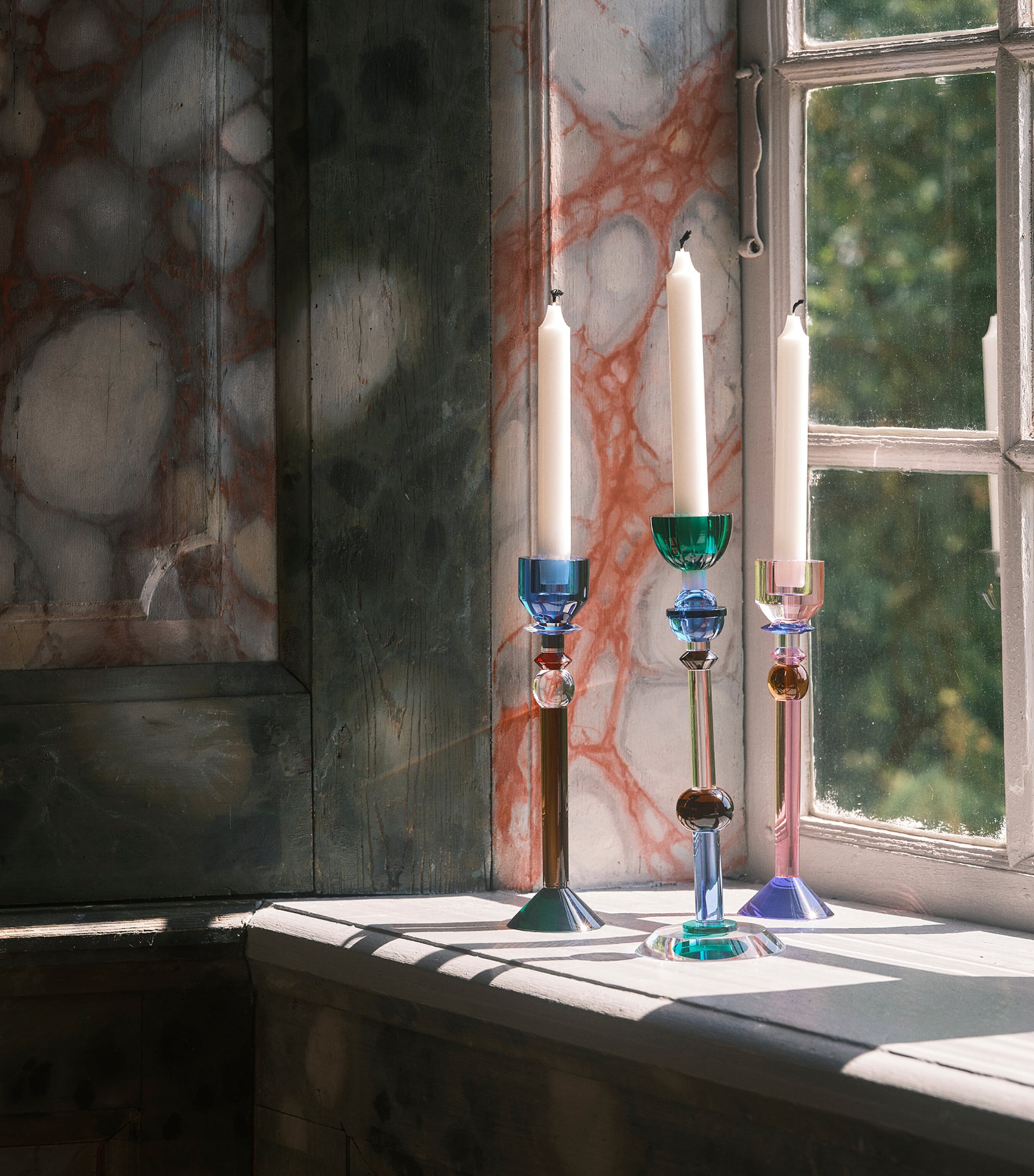 Reflections Copenhagen Crystal Valentin Candle Holder (28cm) Teal, Blue & Slate Image 2