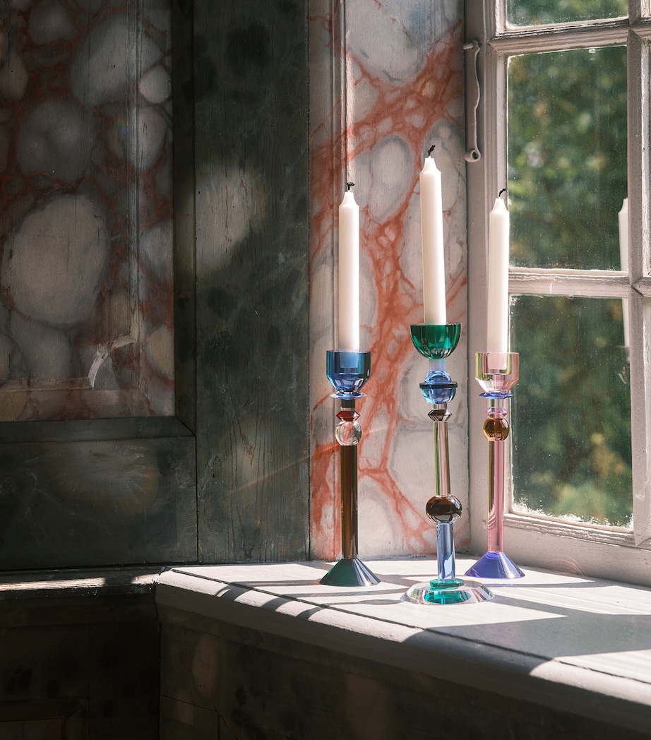 Reflections Copenhagen Crystal Valentin Candle Holder (28cm) Teal, Blue & Slate Image 2