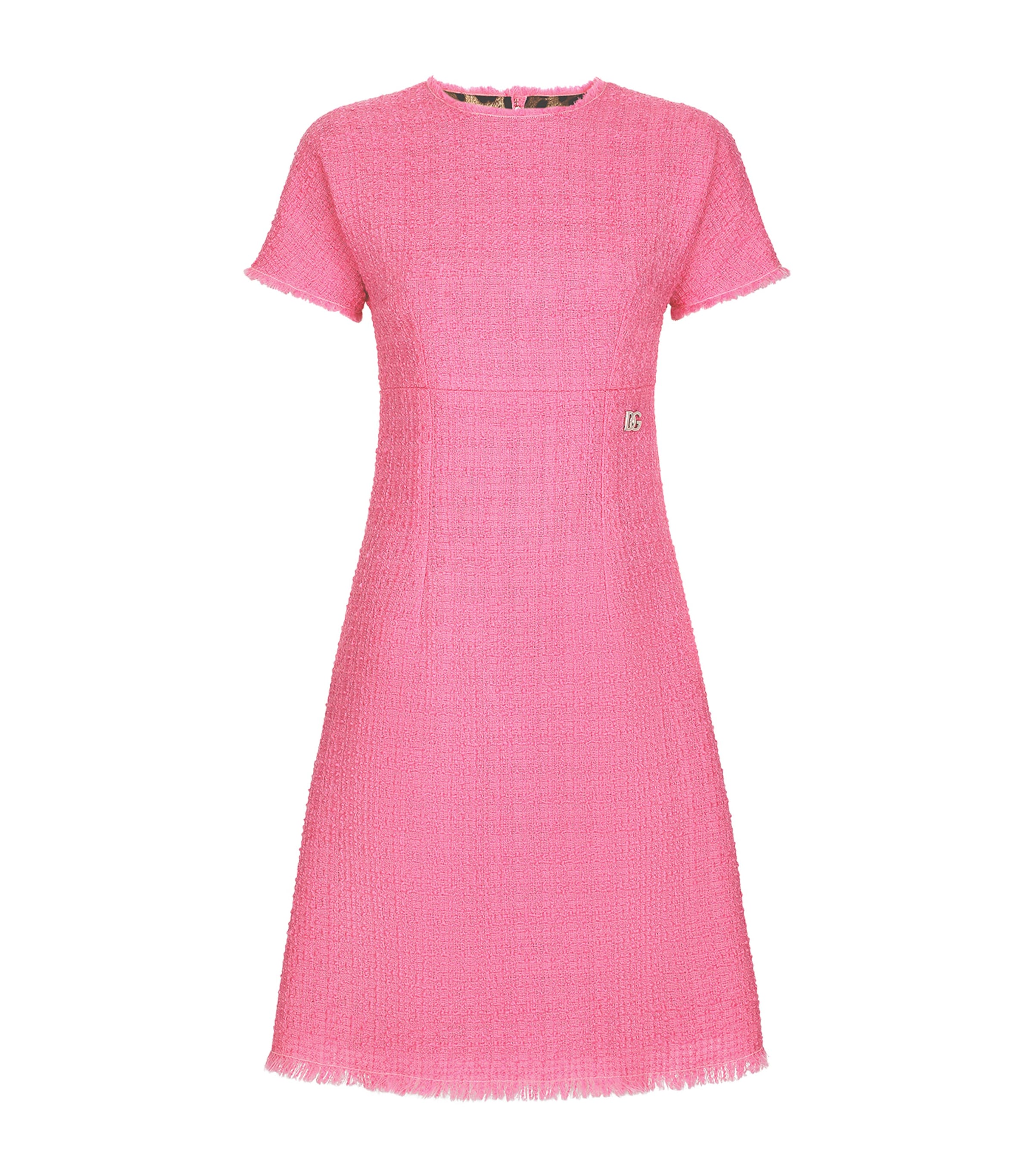 Dolce & Gabbana Raschel Tweed Calf-length Dress With Dg Logo