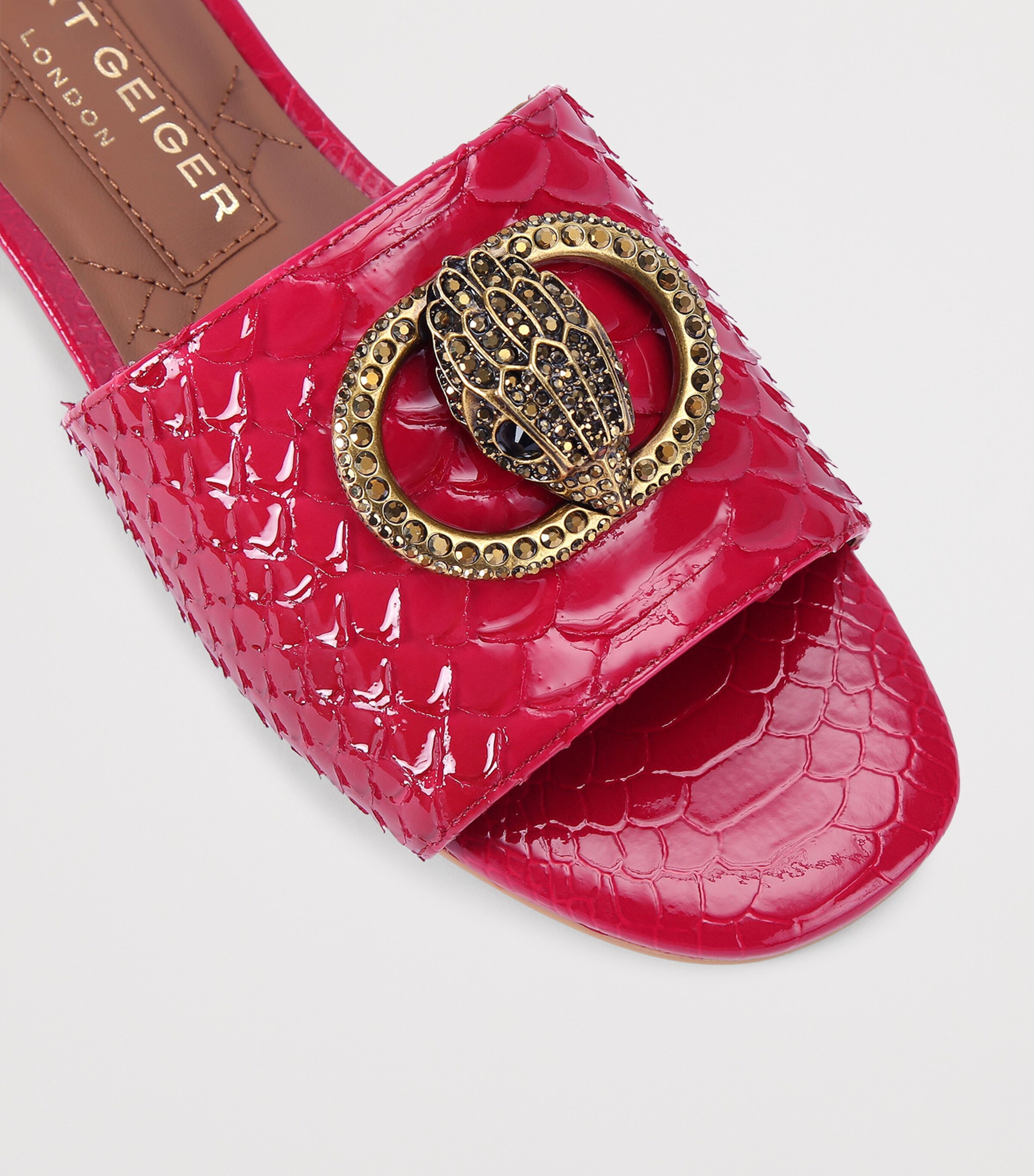 Kurt Geiger London Leather Chelsea Flat Sandals Fuchsia Image 3