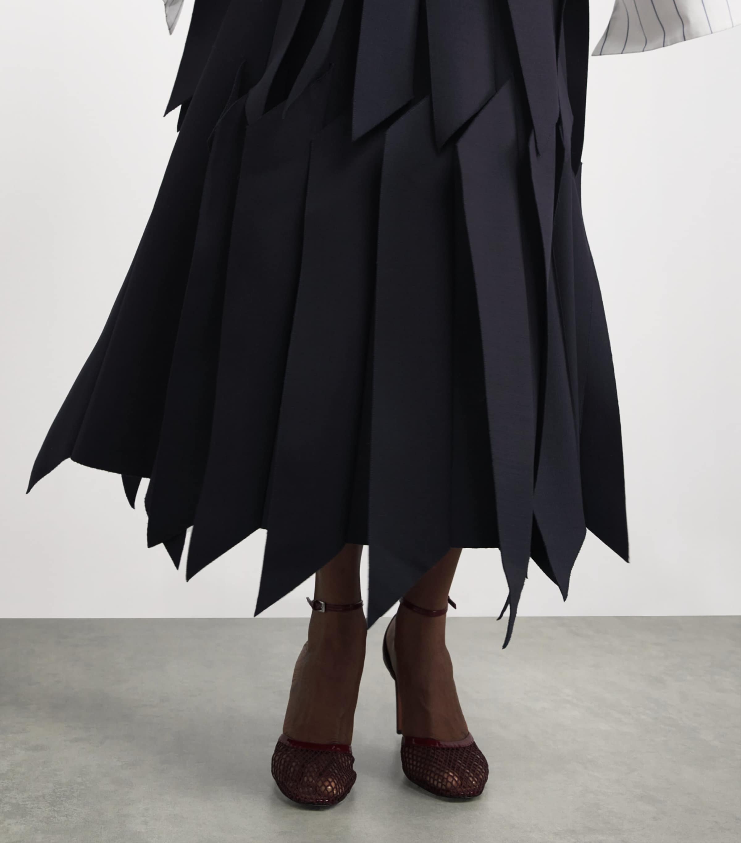 Ruffled Midi Skirt NAVY Image 6