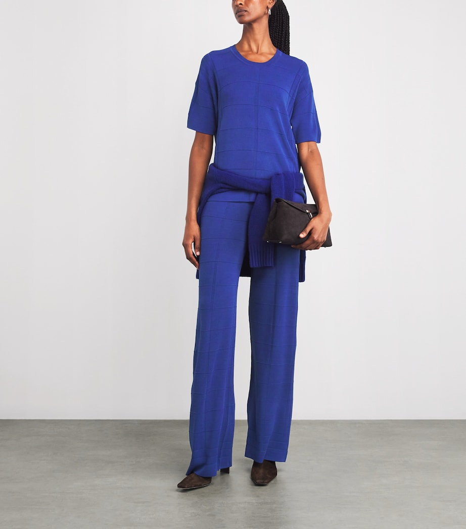 Grid Knit Straight Trousers COBALT Image 2
