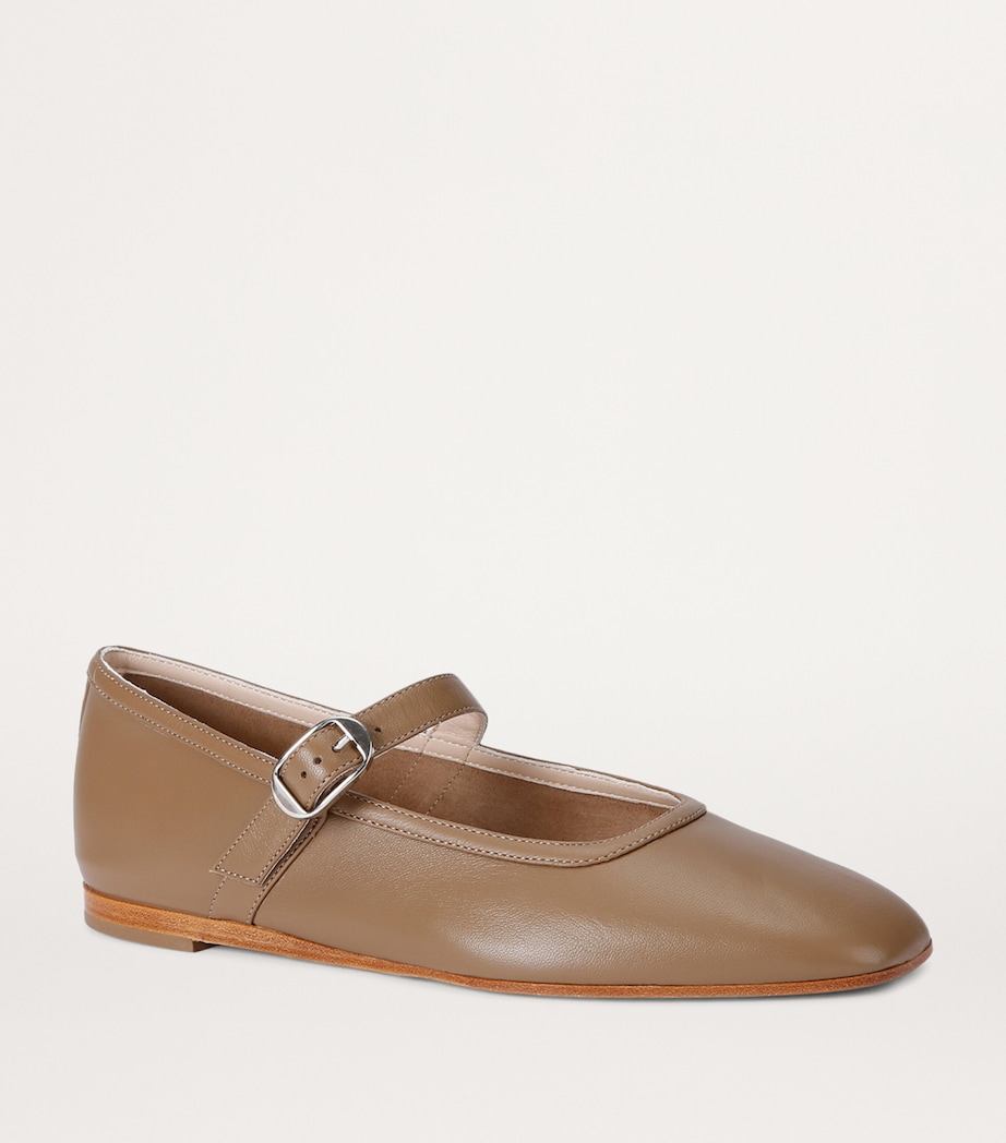 Leather Mary Jane Ballet Flats TAUPE Image 4