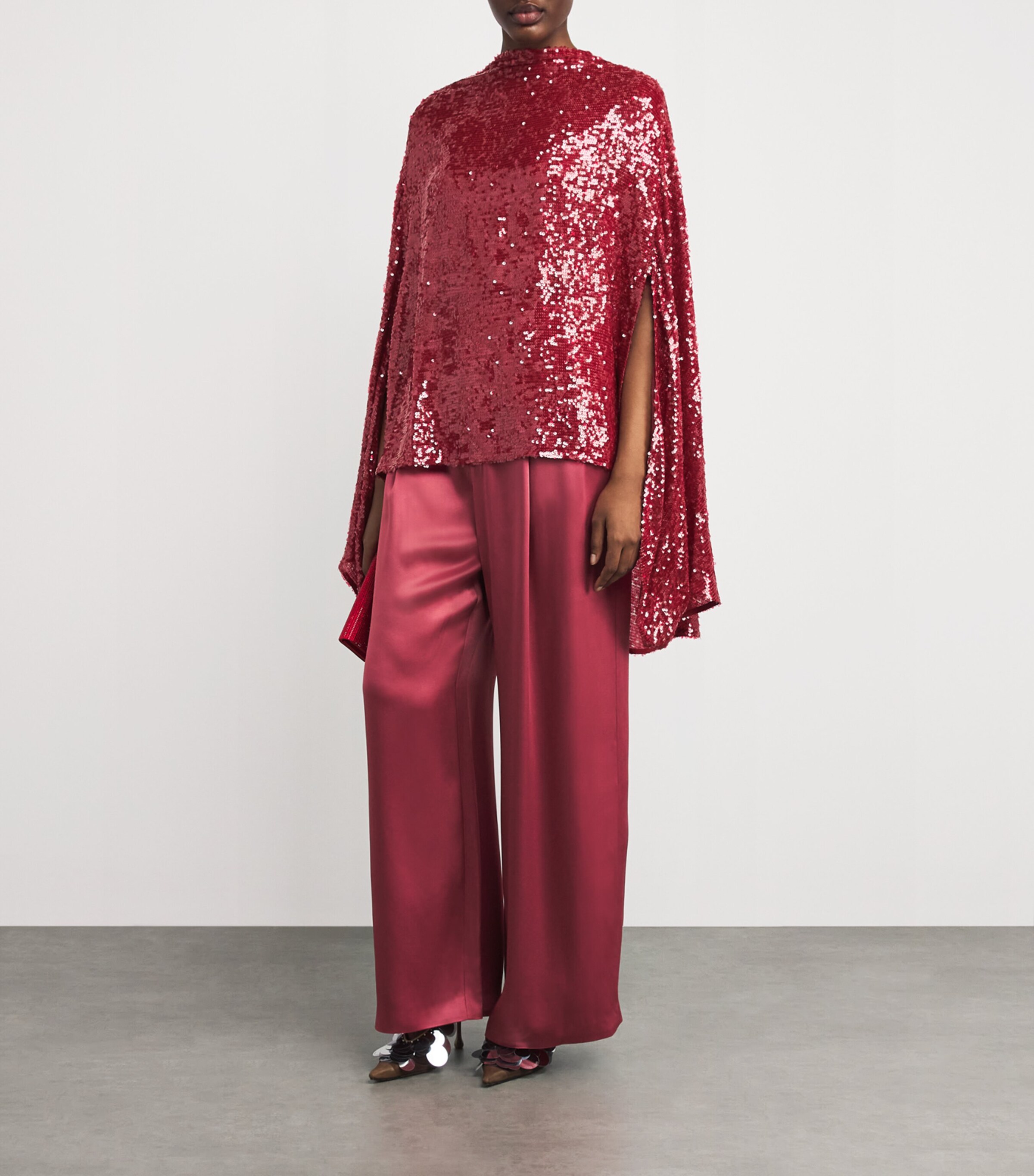 Oversized Sequin Cape T-Shirt 678 DARK ROSE Image 2