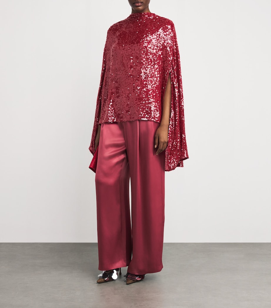 Oversized Sequin Cape T-Shirt 678 DARK ROSE Image 2