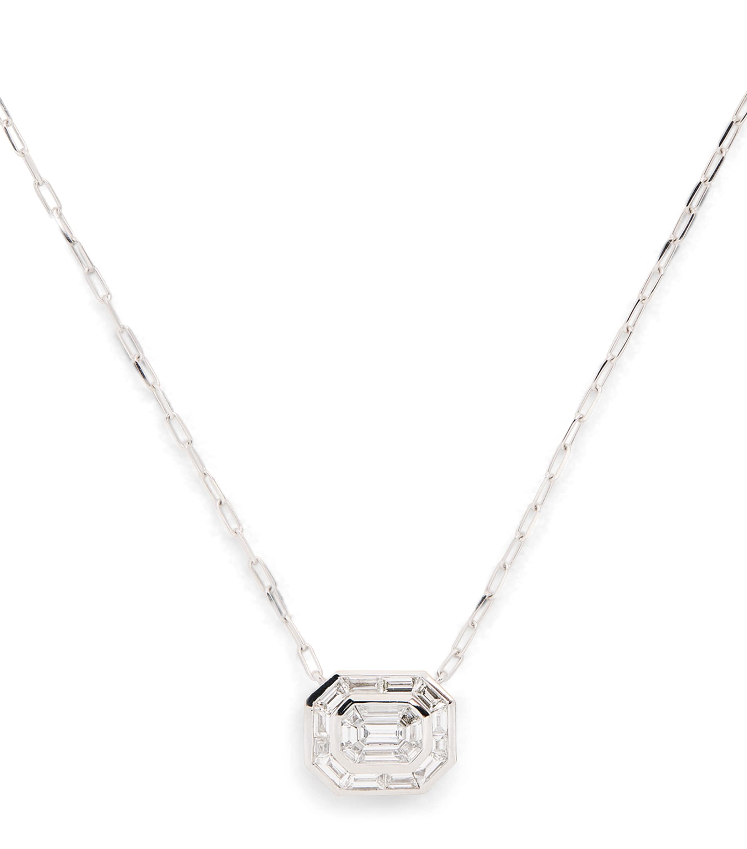 White Gold and Diamond Illusion Necklace WHITE GOLD Image 1