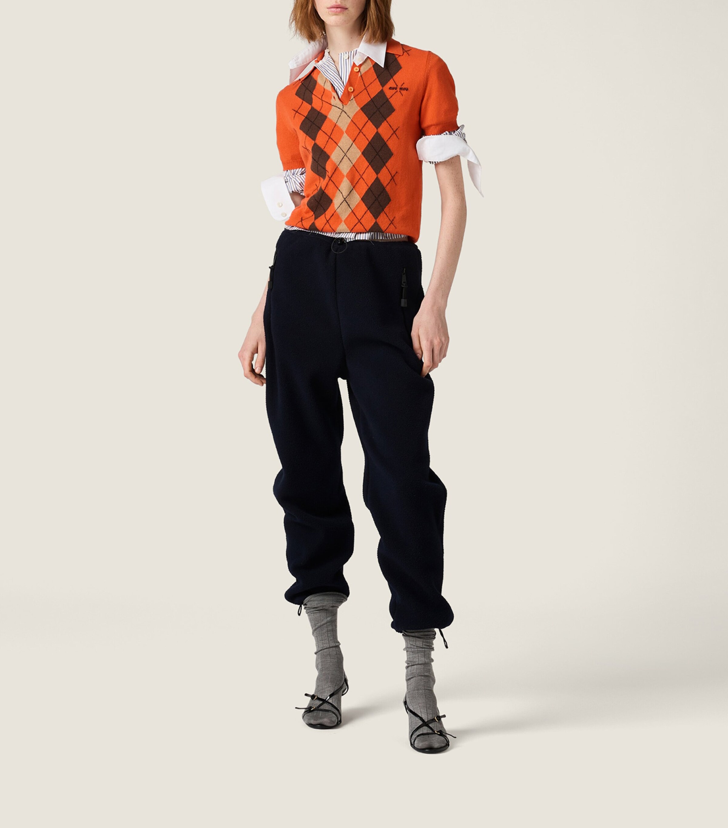 Miu Miu Womens Cotton Stripe Logo Shirt Image 2