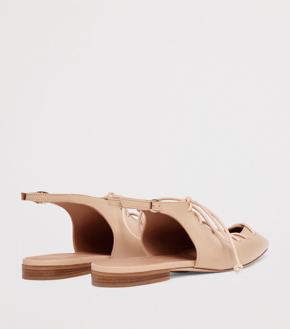 Malone Souliers Leather Lace-Up Alia Slingback Flats Buff Image 4