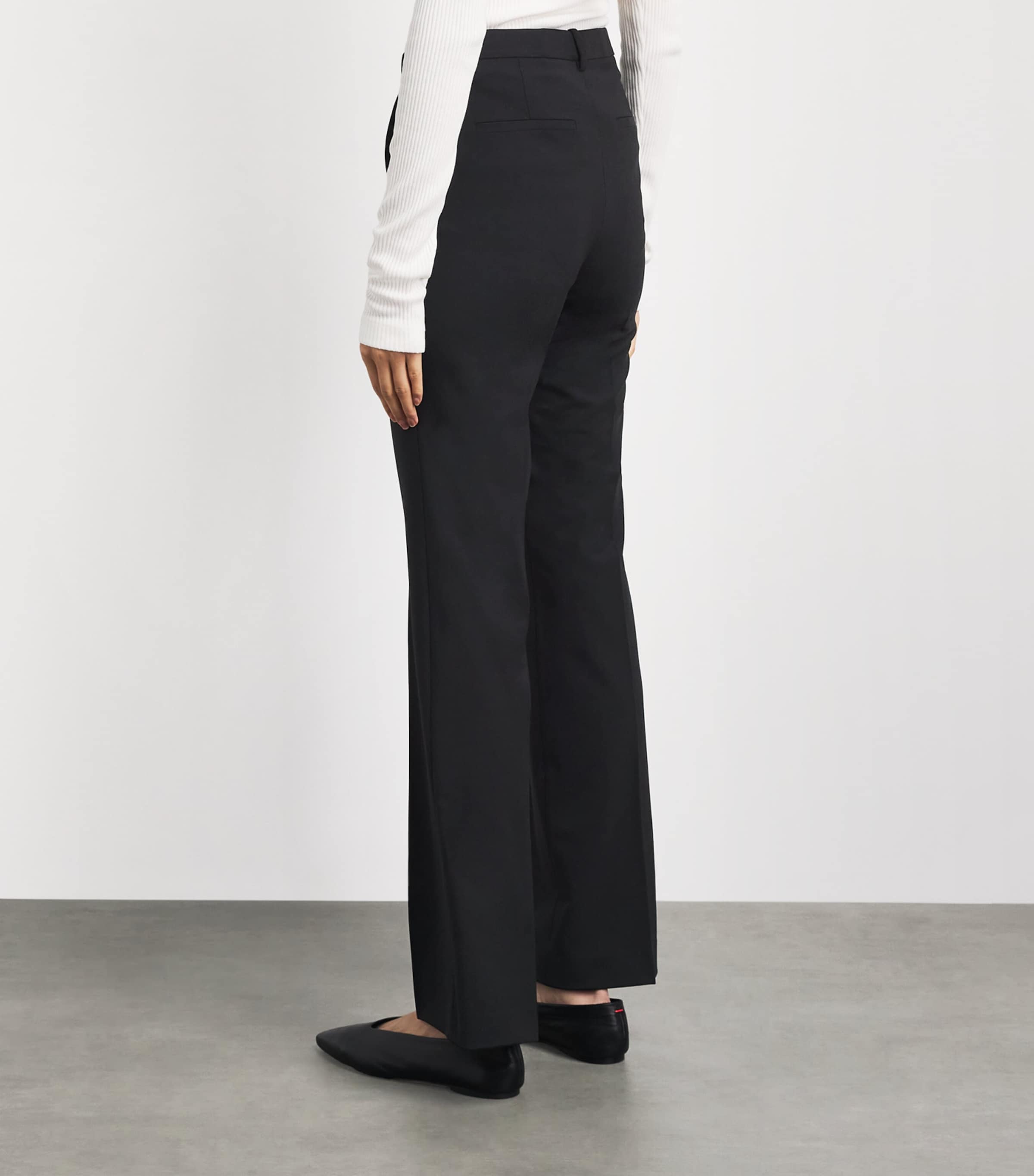 Theory Womens Wool Flared Trousers Black Image 5