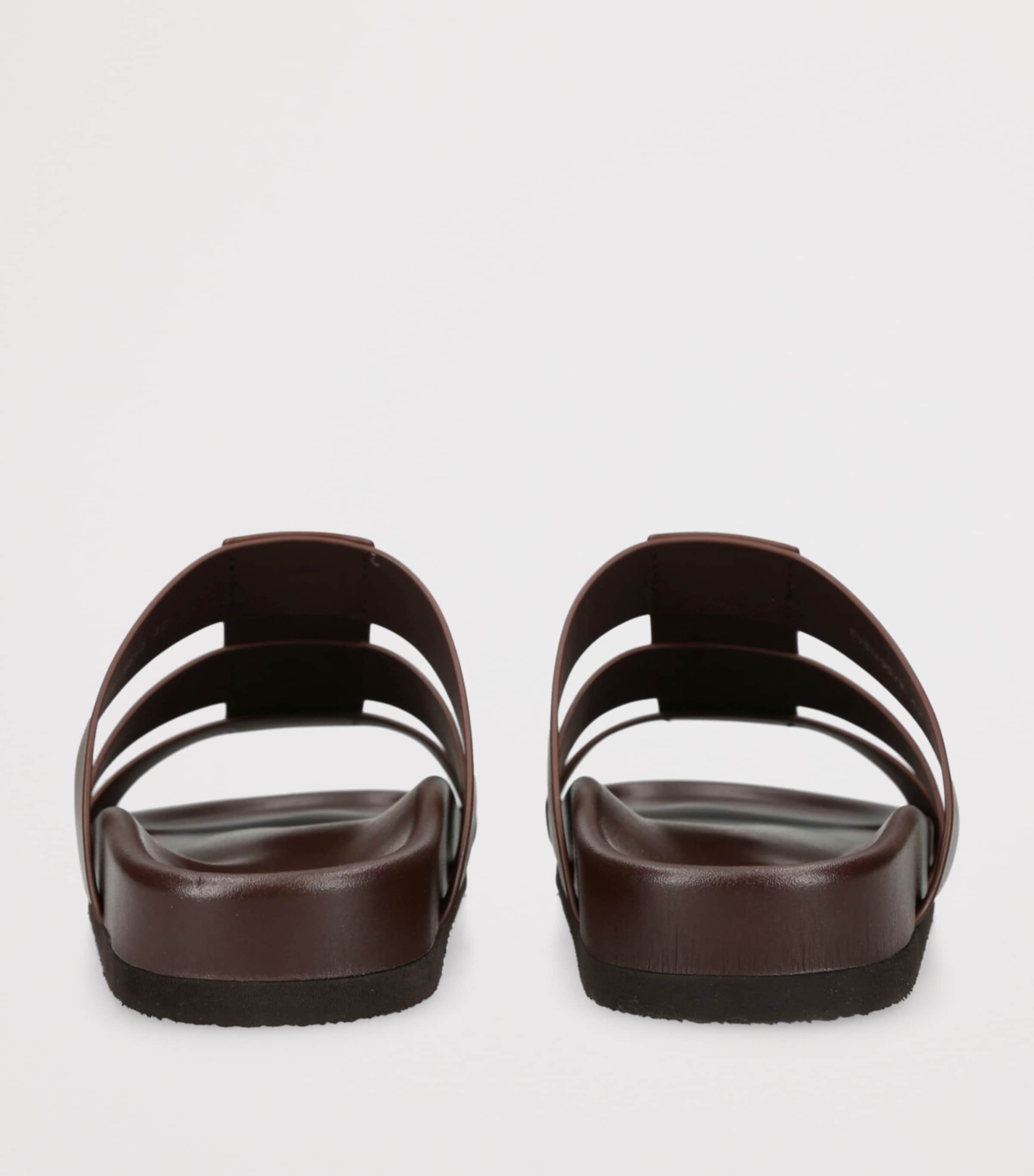 Valentino Garavani Leather Studshield Slides Dark Brown Image 2