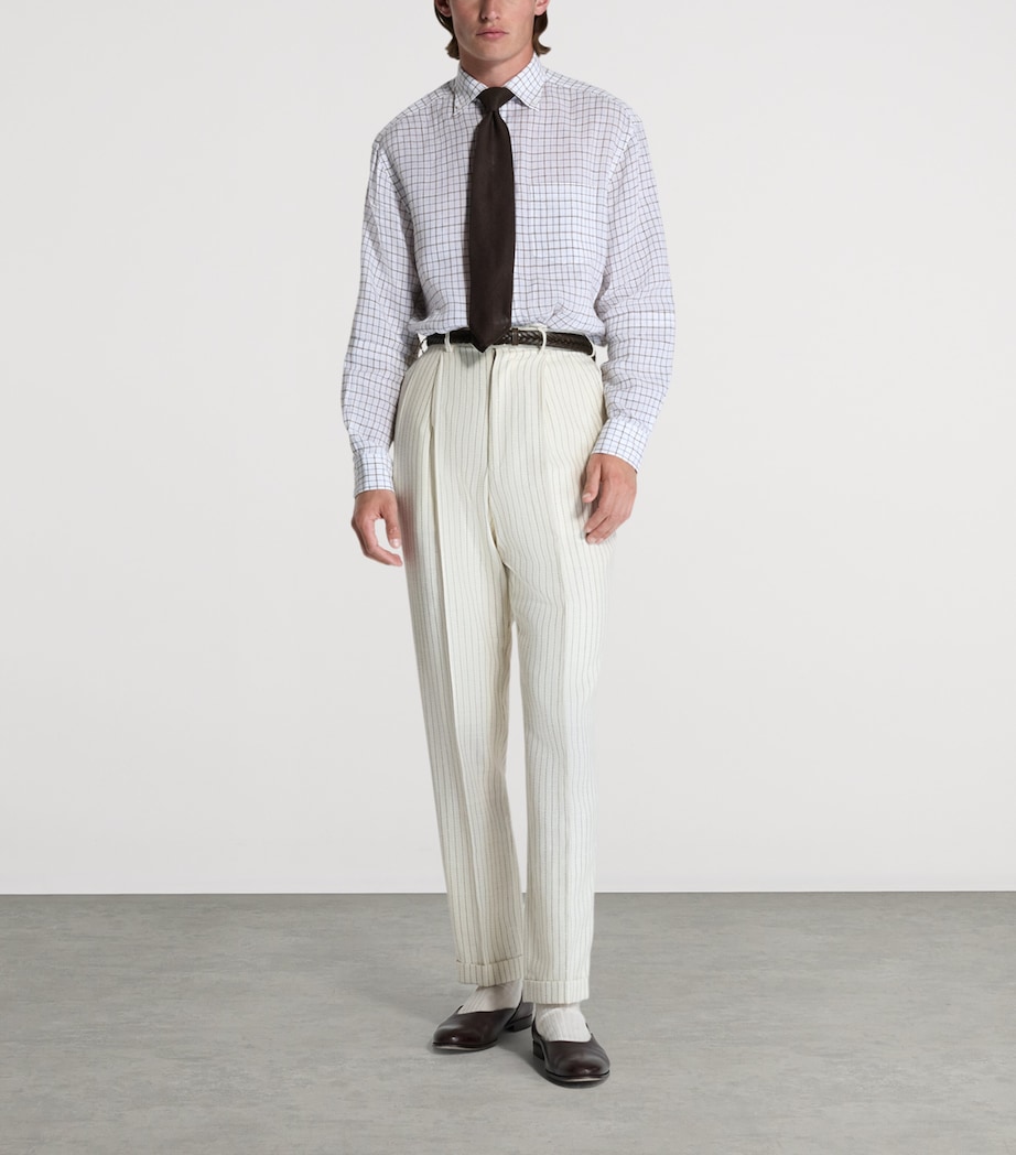 Dunhill Mens Linen Tattersall Check Shirt Image 2
