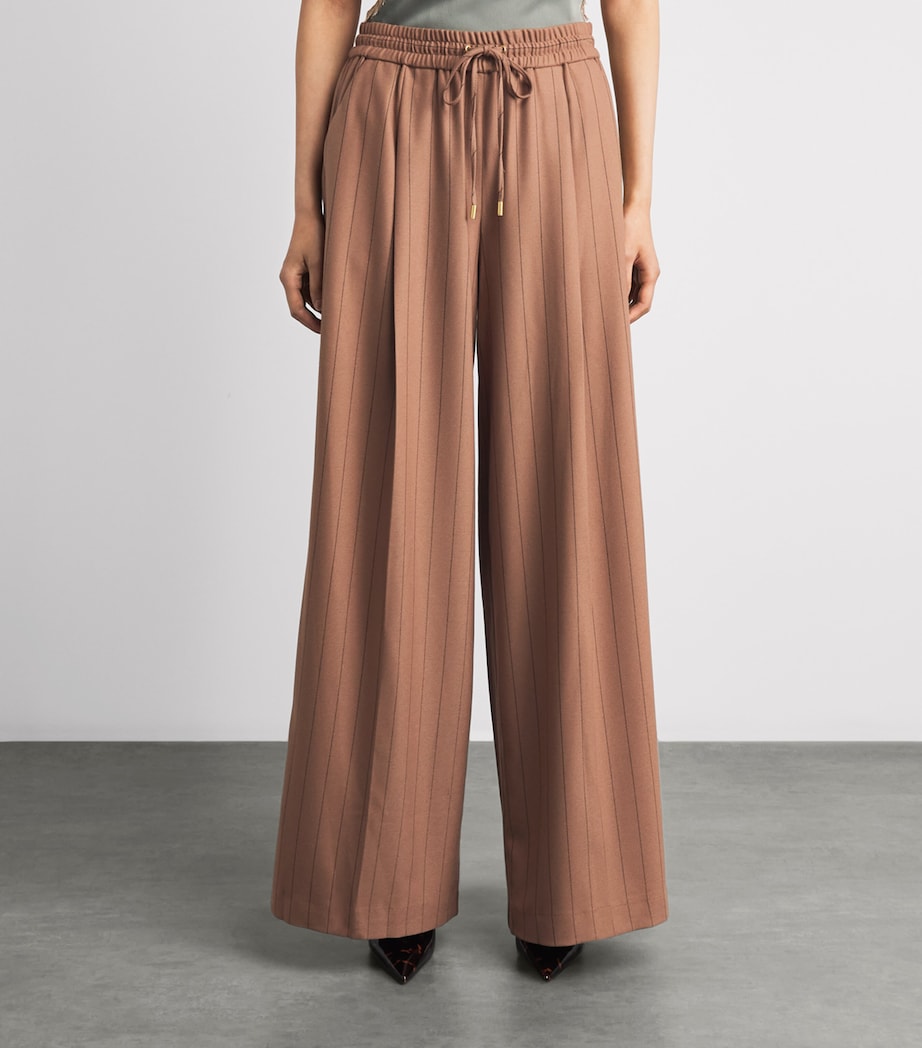 L'Agence Womens Stripe Connie Wide-Leg Trousers Mcha Tan/brwn Pnstrp Image 4