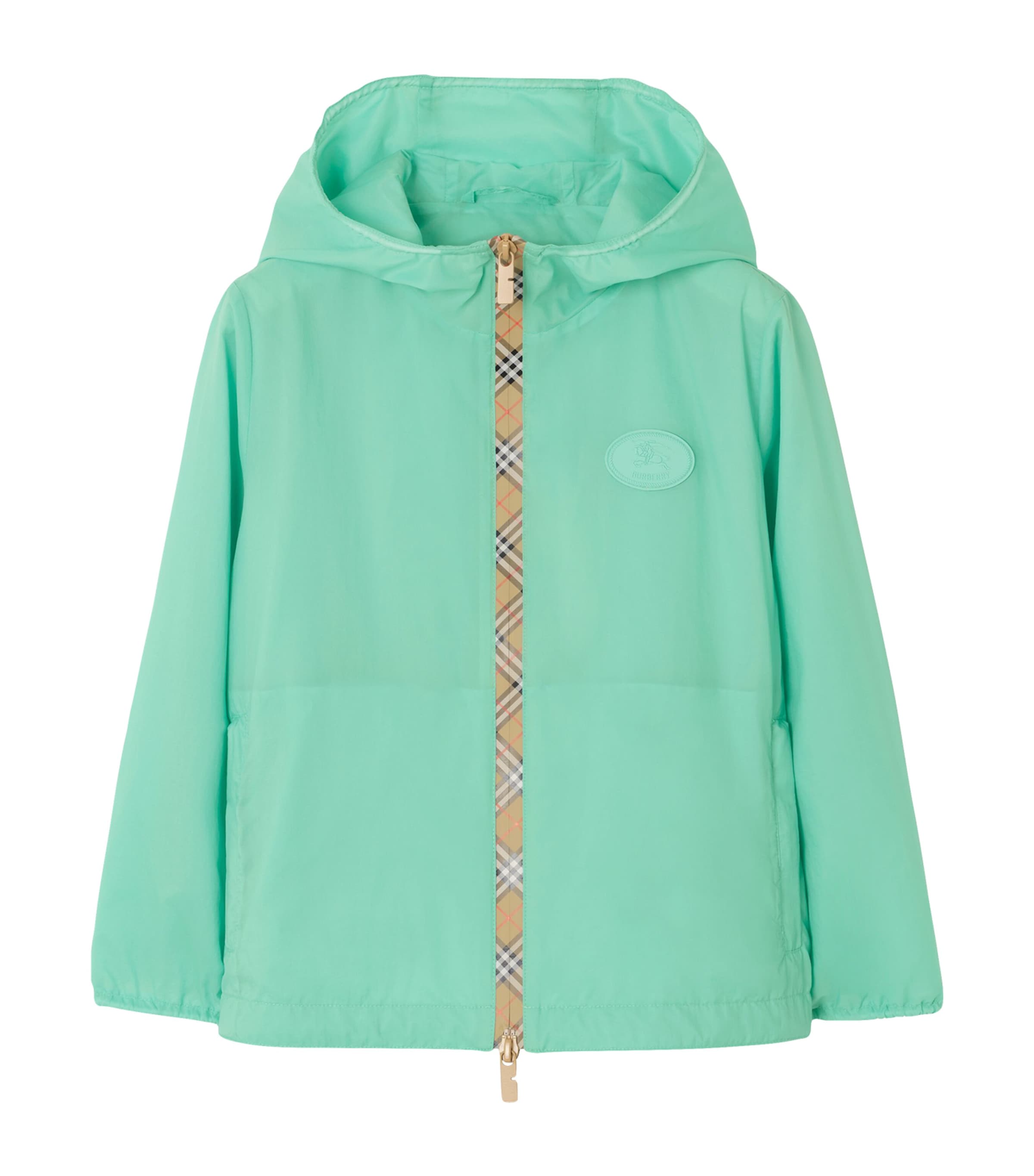 Burberry Kids Nylon Check-Tape Jacket (14 Years) Light Mint Image 1
