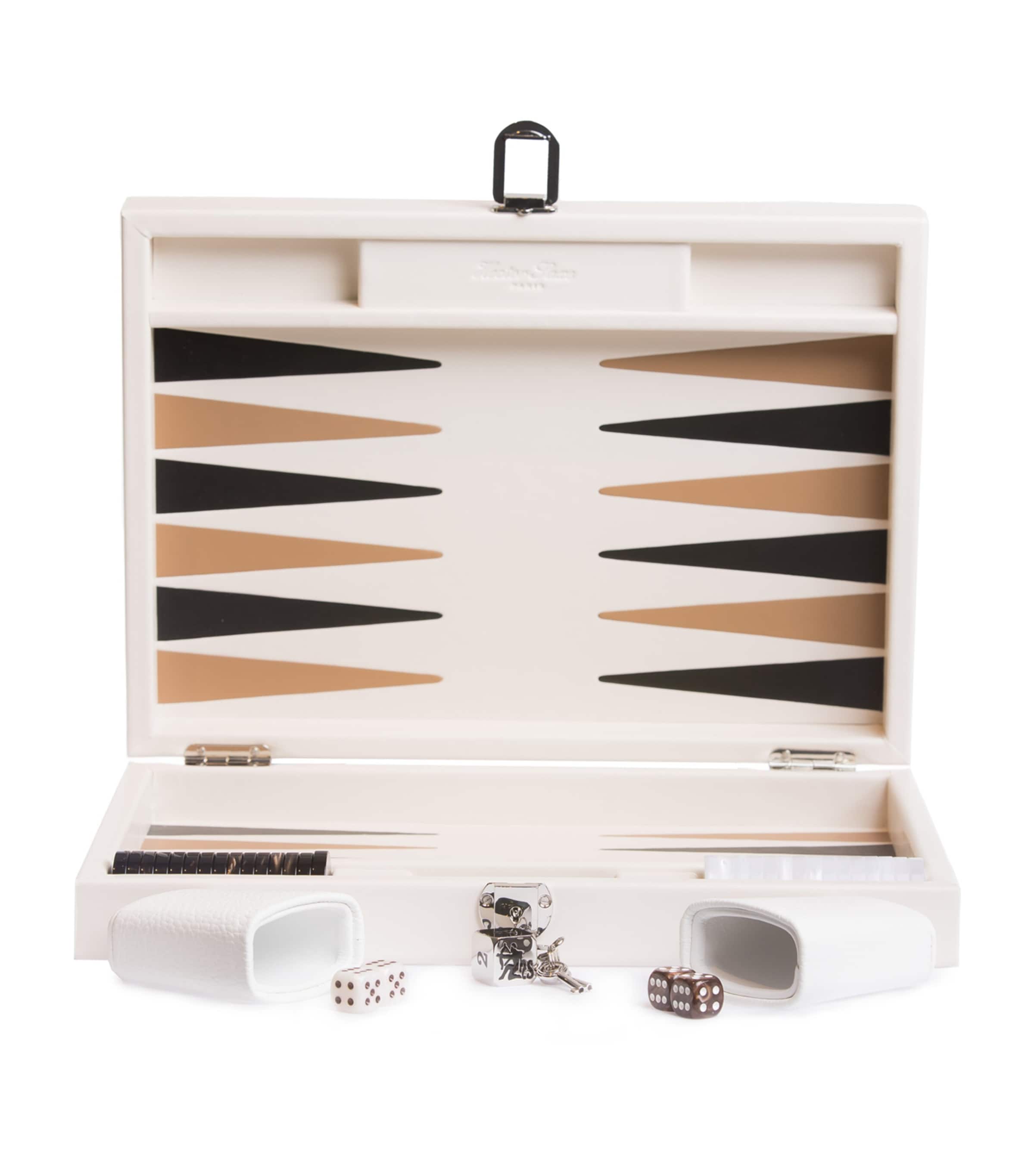 Hector Saxe Leather Backgammon Set In Beige