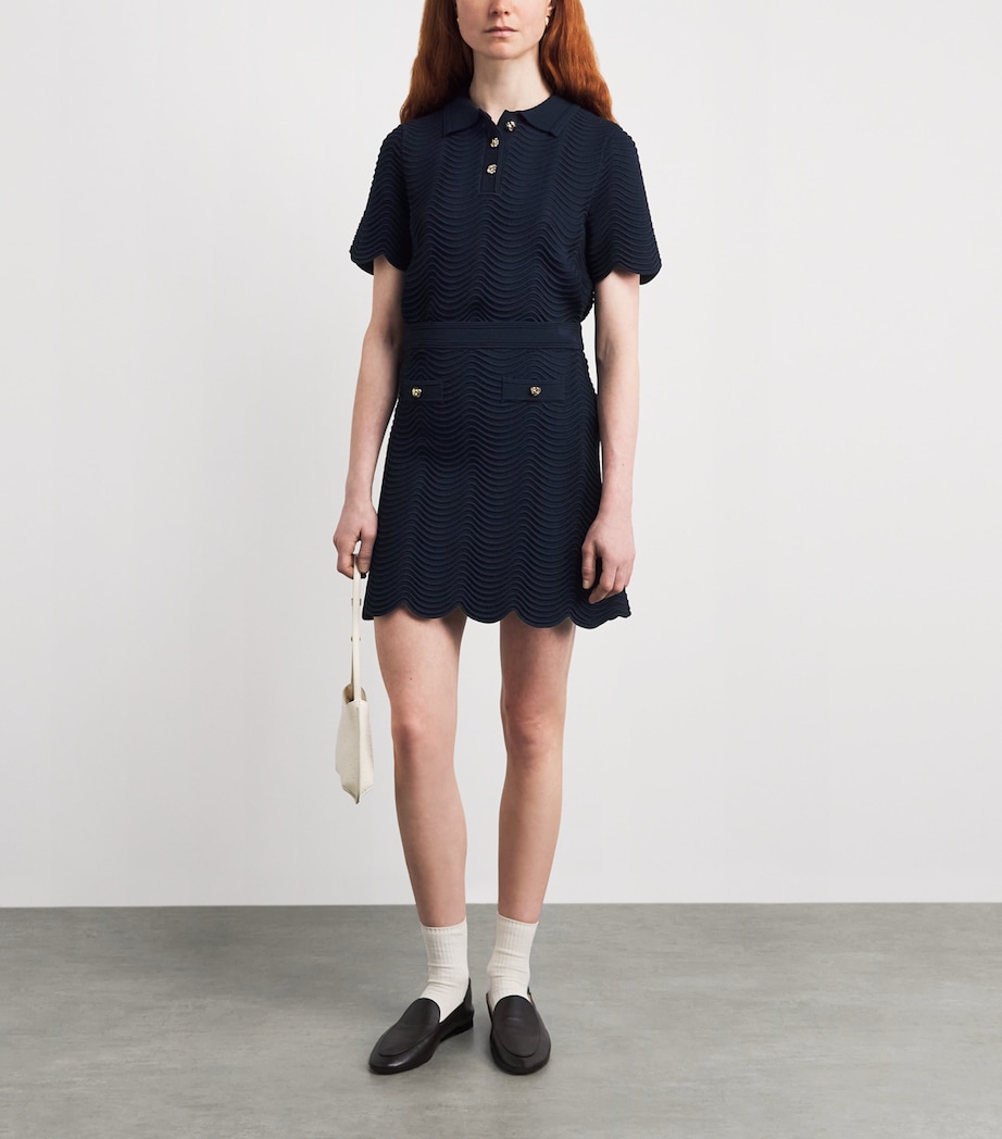 Sandro Paris Womens Knitted Mini Skirt Navy Blue Image 2