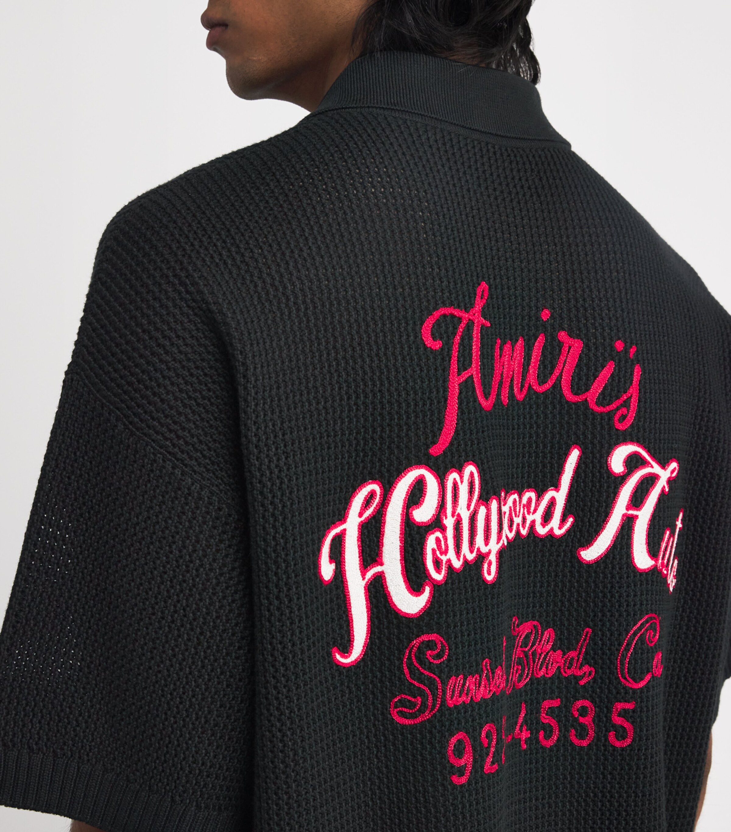 AMIRI Mens Hollywood Auto Mesh Shirt Black Image 5