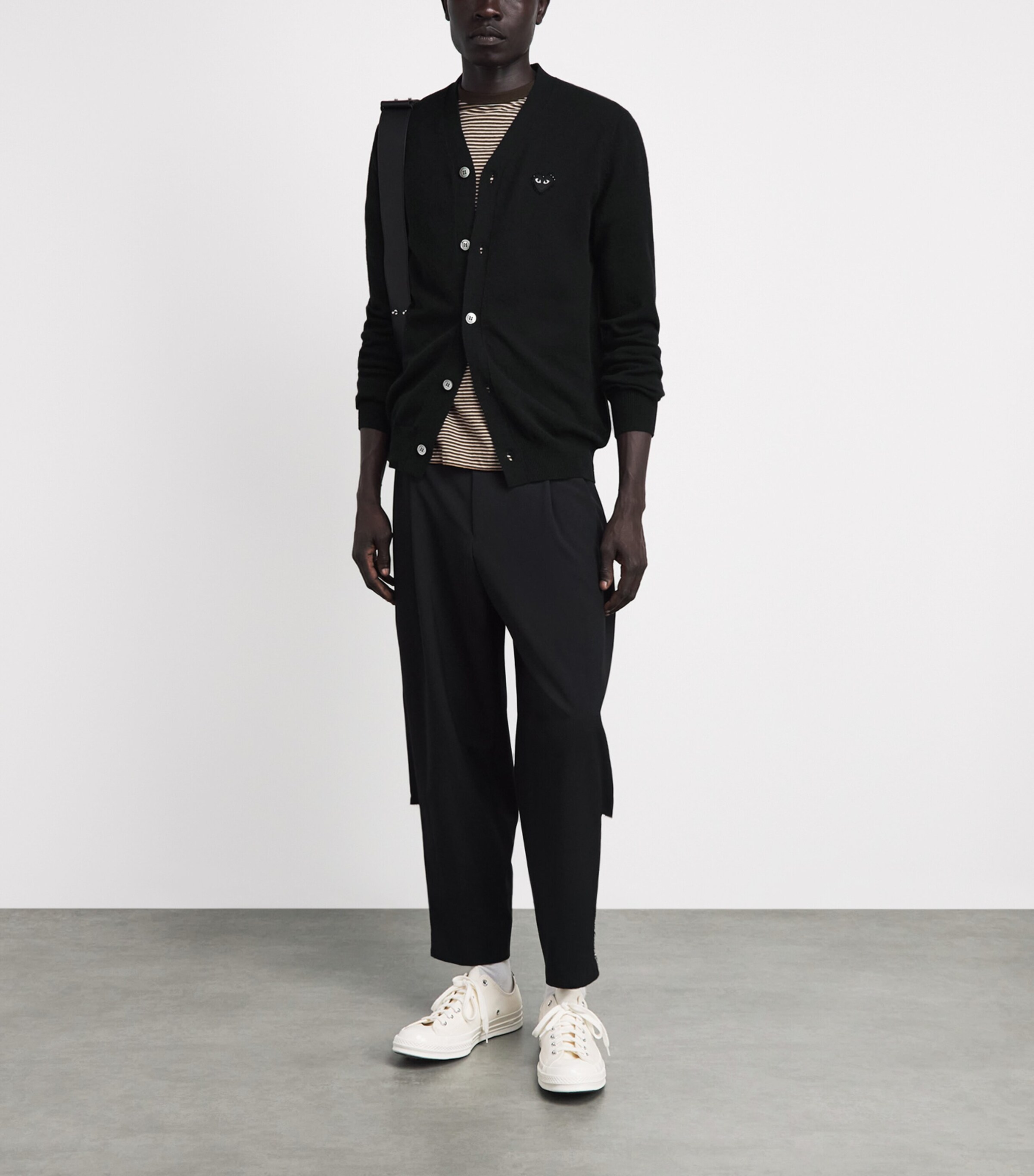 Comme Des Garçons Play Mens Wool Rhinestone Heart Cardigan Black Image 2
