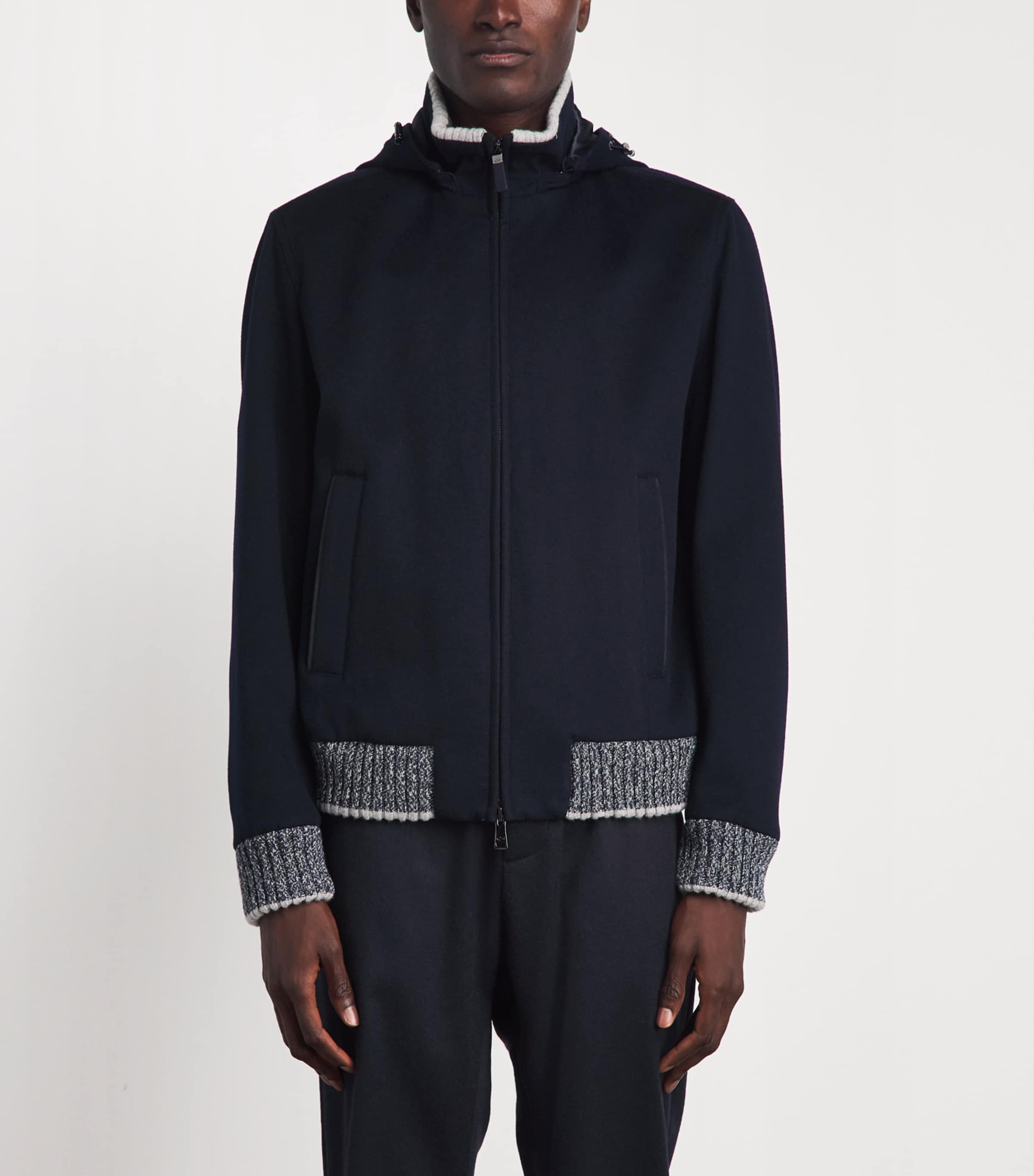 Paul & Shark Mens Cashmere-Wool Hybrid Knit Jacket Blue Image 4