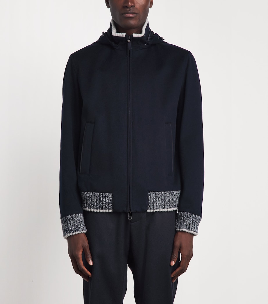 Paul & Shark Mens Cashmere-Wool Hybrid Knit Jacket Blue Image 4
