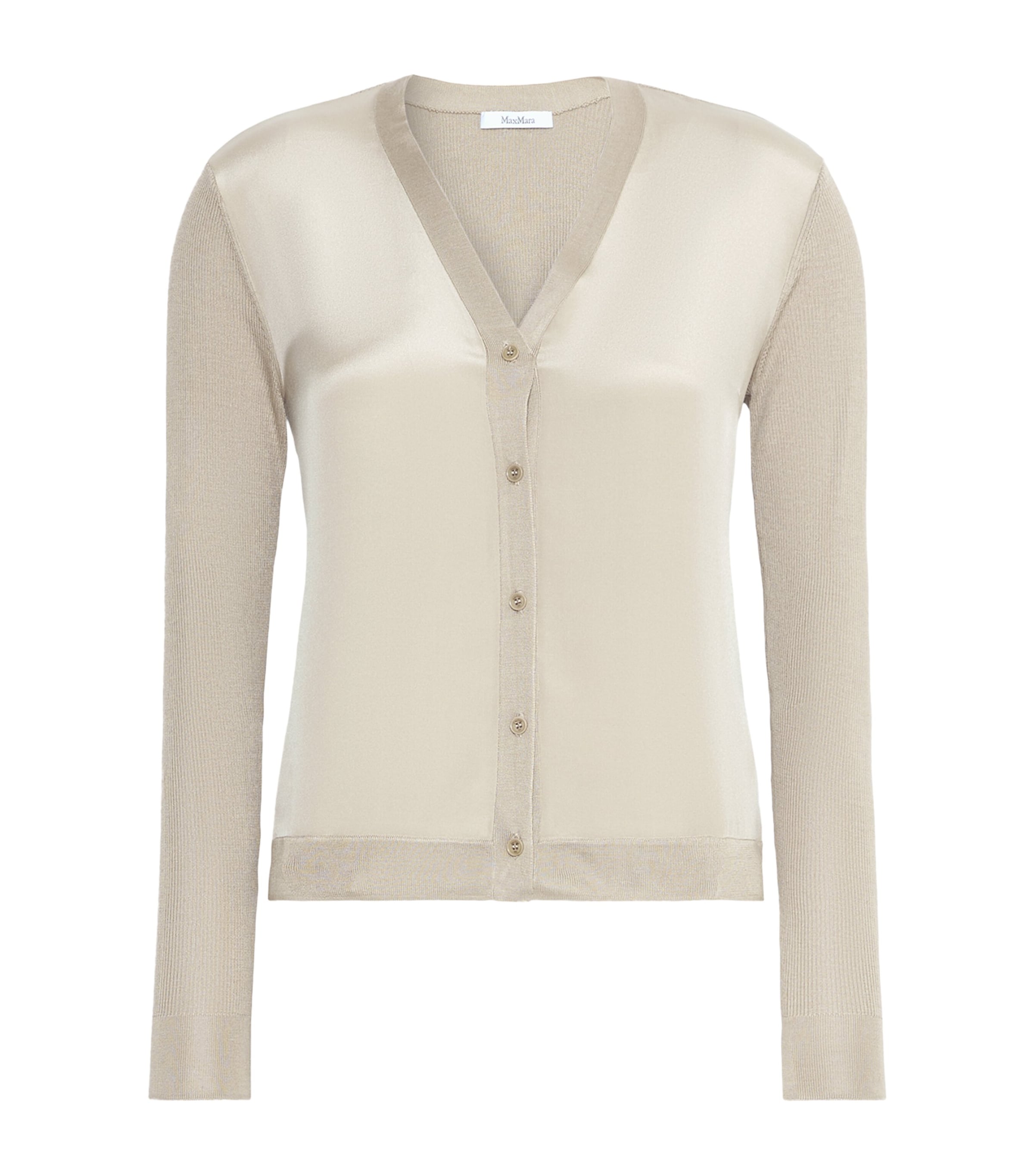 Max Mara Womens Silk-Cashmere Cardigan Stone Image 1