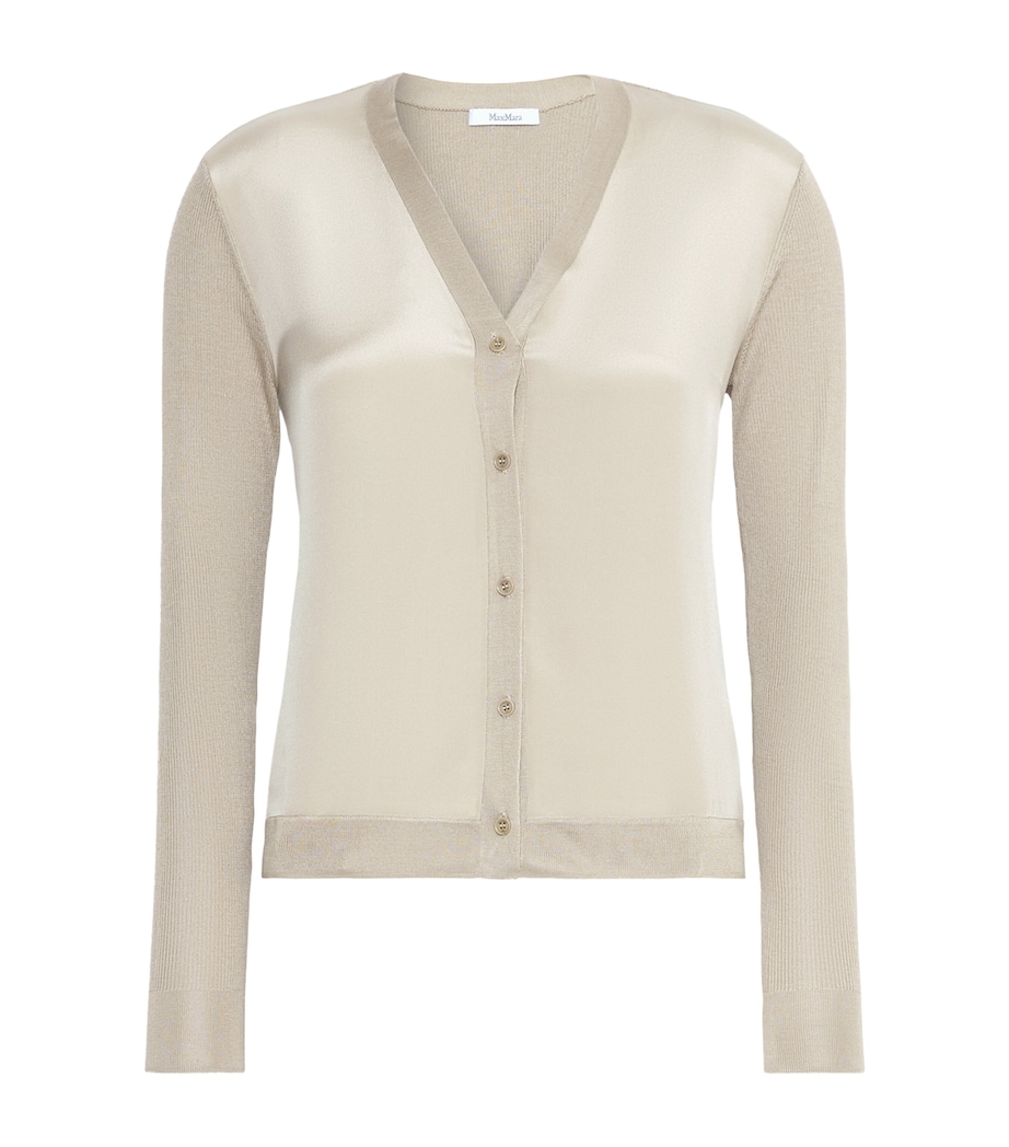 Max Mara Womens Silk-Cashmere Cardigan Stone Image 1
