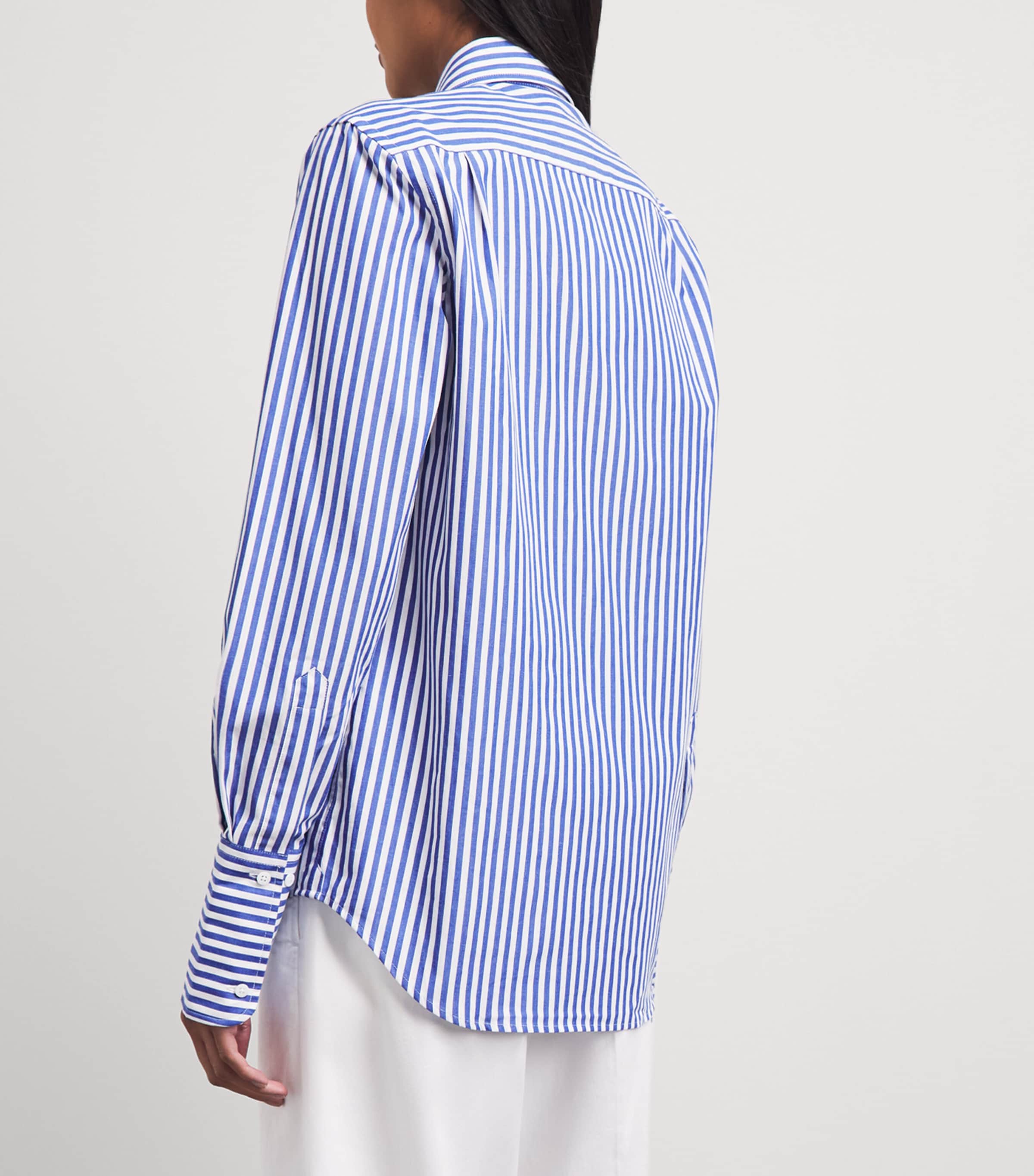 With Nothing Underneath Womens Organic Cotton The Boyfriend Shirt Royal Blue Stripe Image 5