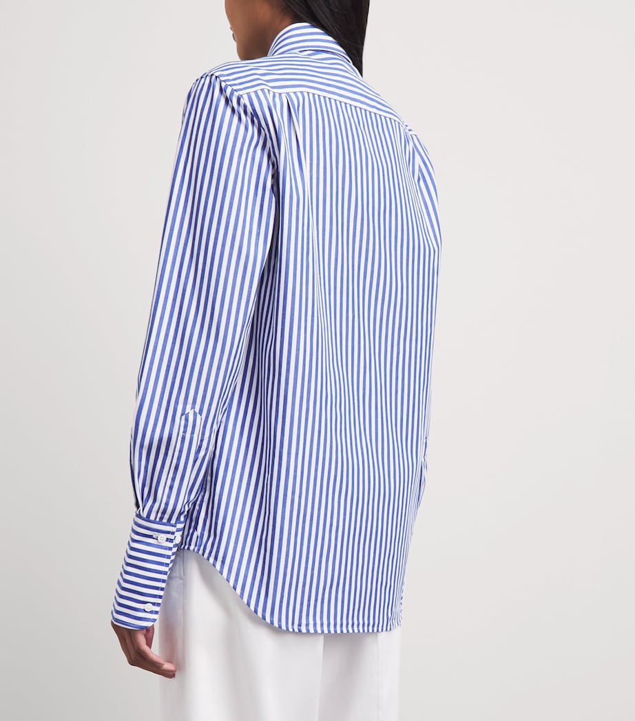With Nothing Underneath Womens Organic Cotton The Boyfriend Shirt Royal Blue Stripe Image 5
