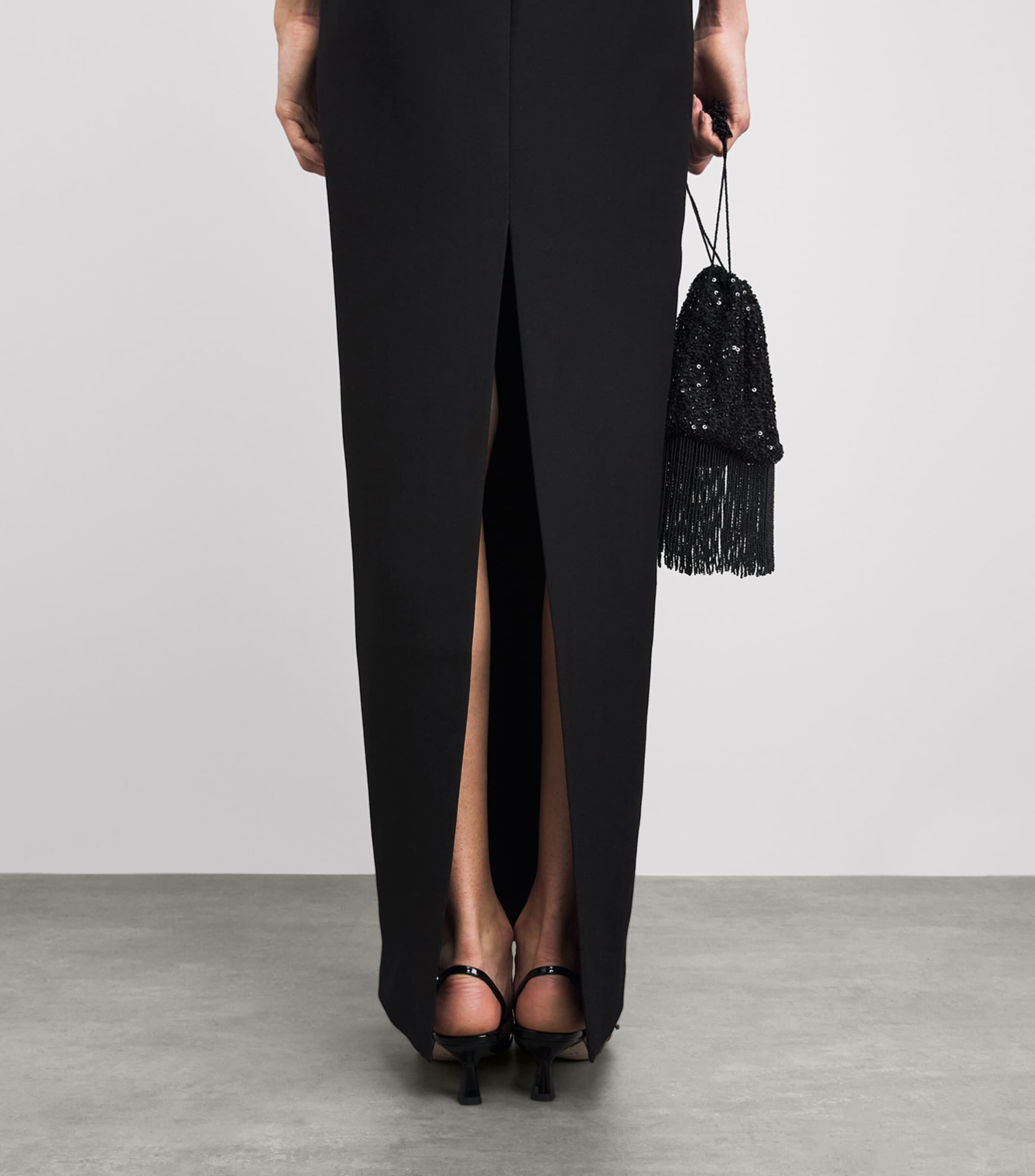 Roland Mouret Womens Brooch-Detail Maxi Dress Black Image 5
