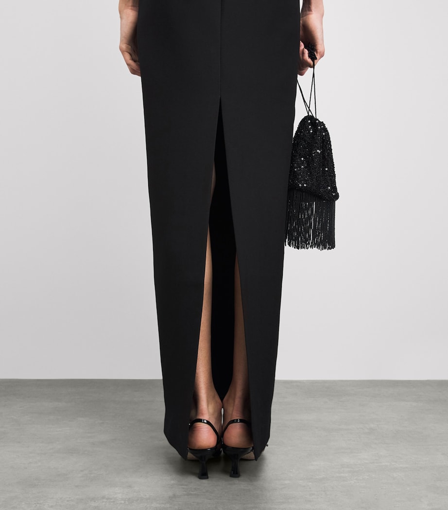 Roland Mouret Womens Brooch-Detail Maxi Dress Black Image 5