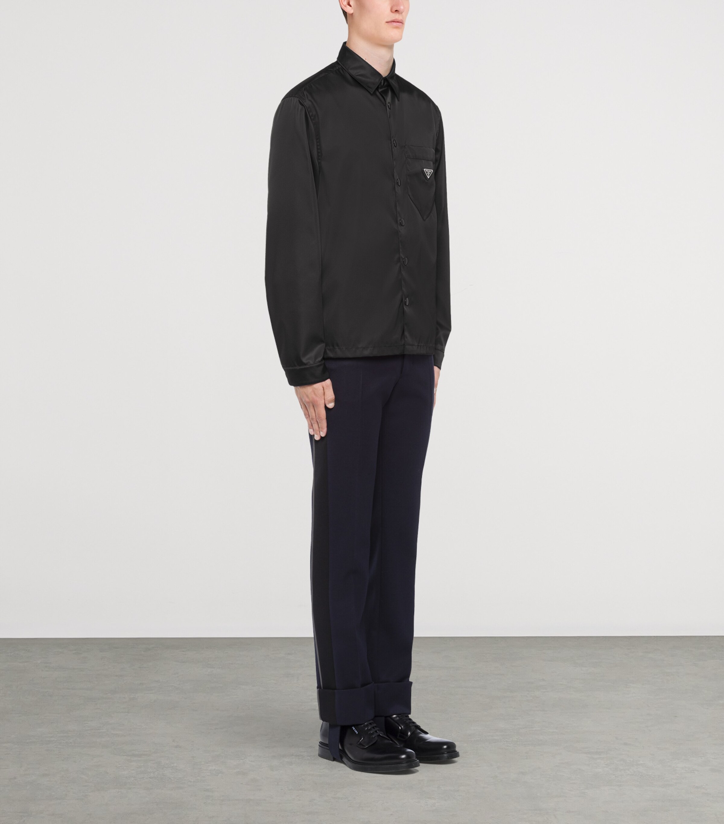 Prada Mens Re-Nylon Relaxed Shirt Black Image 5